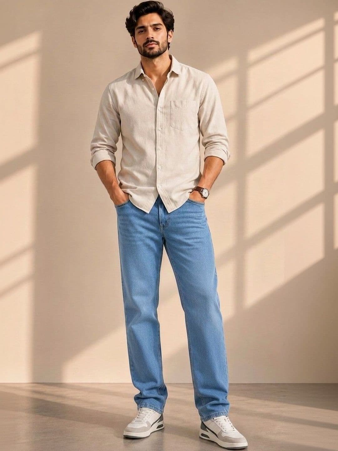zayla Men Jean Regular Fit Mid-Rise Light Fade Stretchable Jeans - view 1