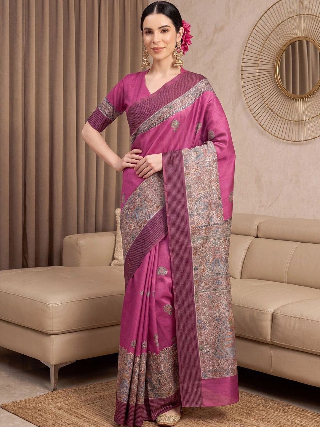 Anouk Woven Design Zari Silk Blend Designer Tussar Saree - view 1