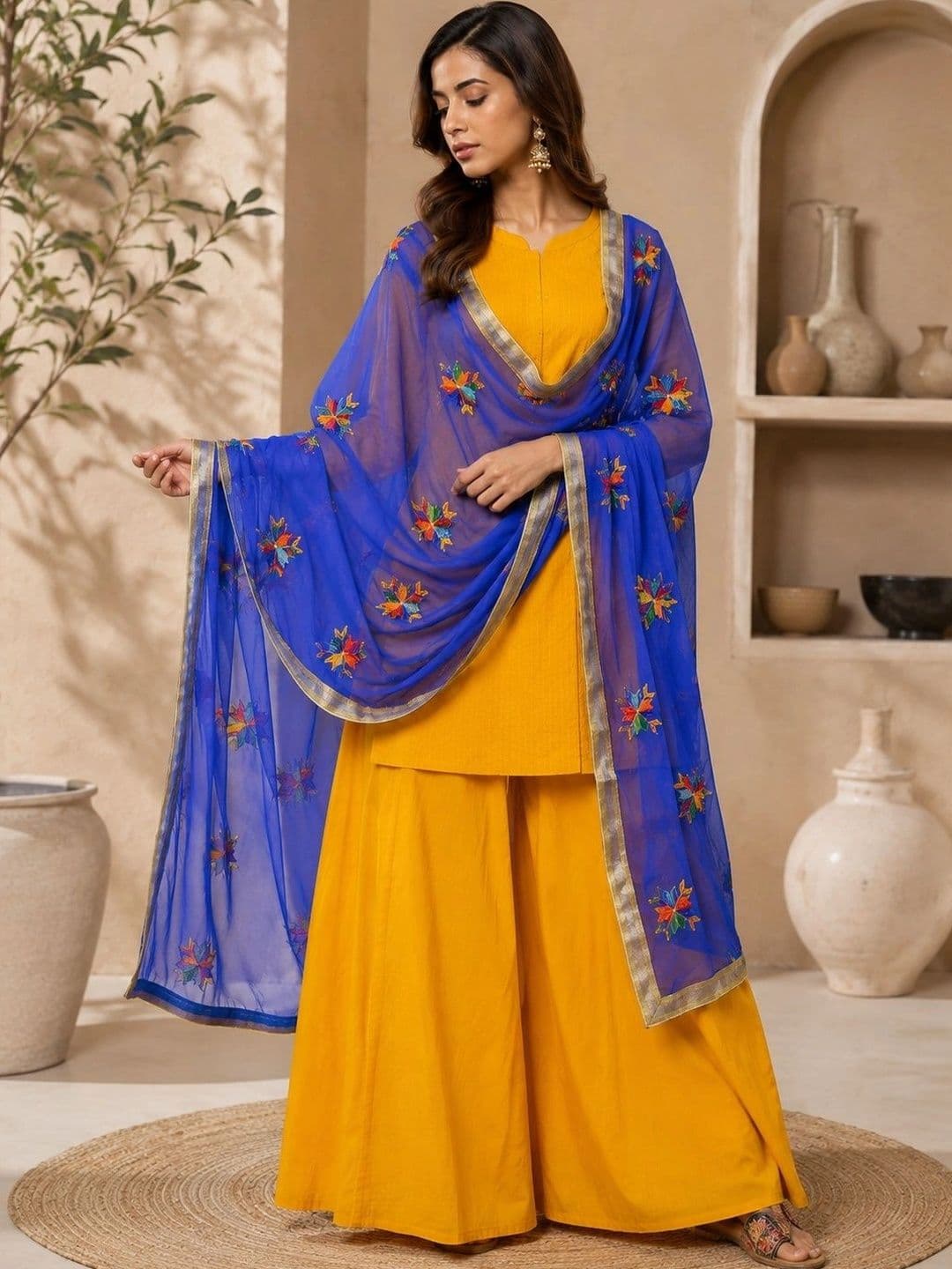 STUTI FASHION Ethnic Motifs Embroidered Dupatta with Thread Work thumbnail 2