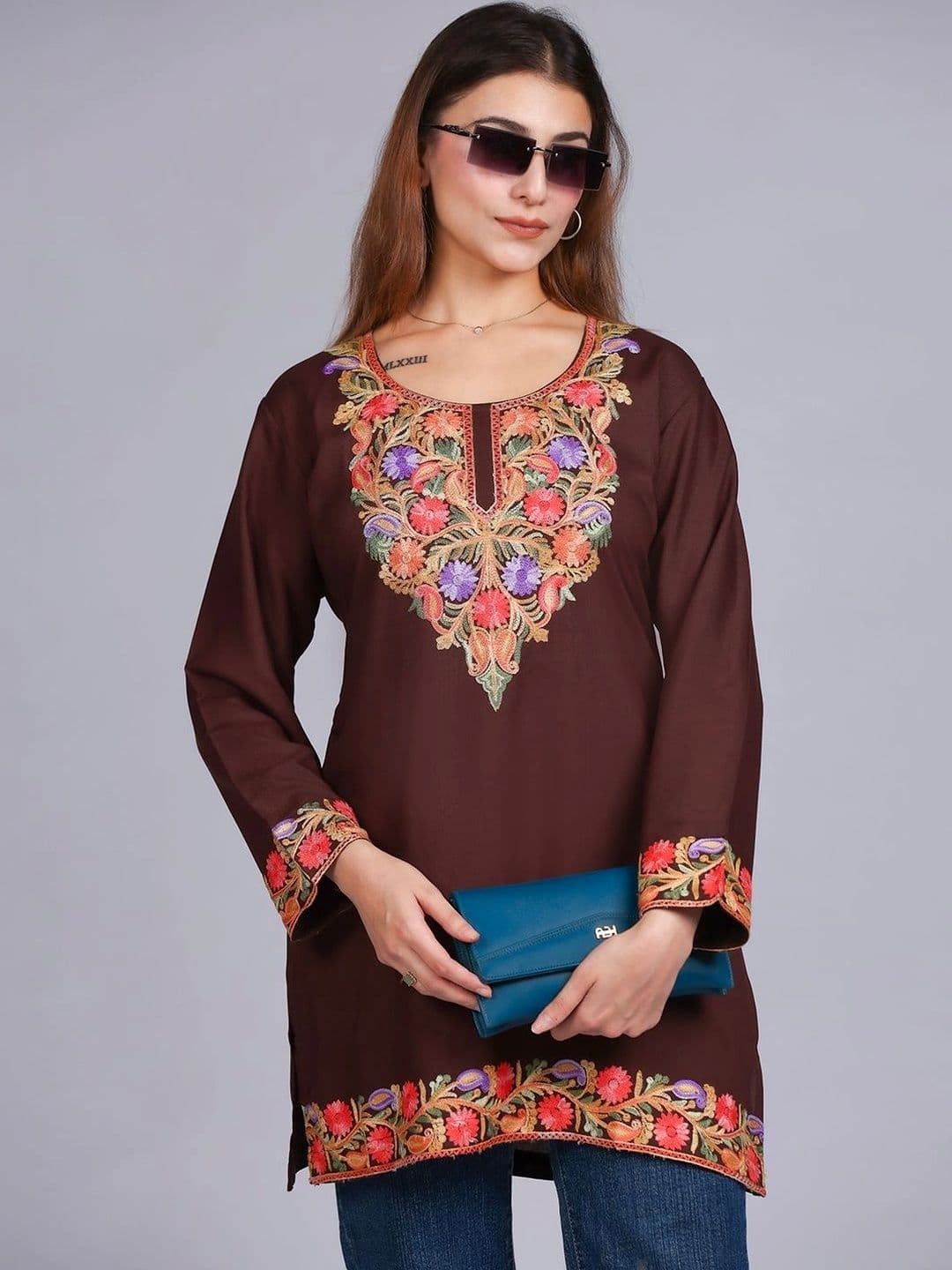 Anouk Women Floral Embroidered Thread Work Floral Kurta - view 1