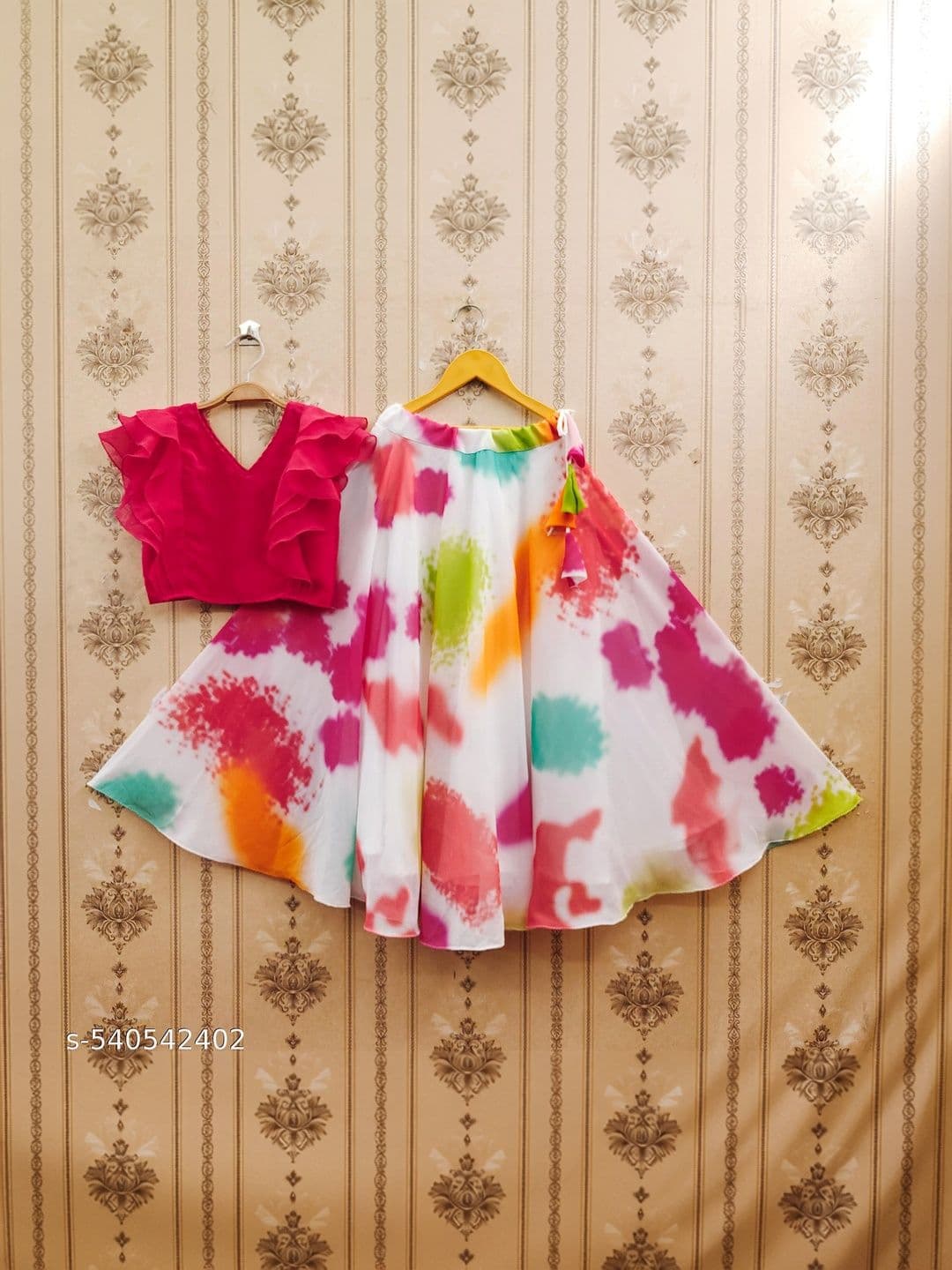 KALINI Girls Tie and Dye Ready to Wear Lehenga & thumbnail 2
