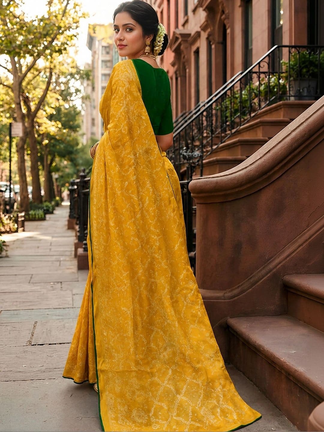 Jaipur Vogue Woven Design Zari Silk Blend Bandhani Saree thumbnail 5