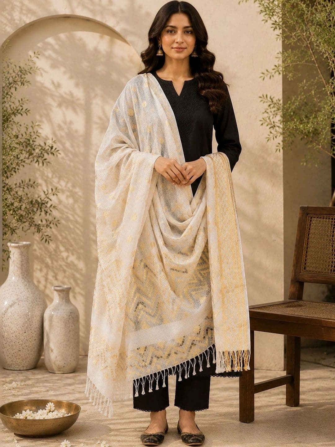 STUTI FASHION Woven Design Dupatta with Zari - view 1