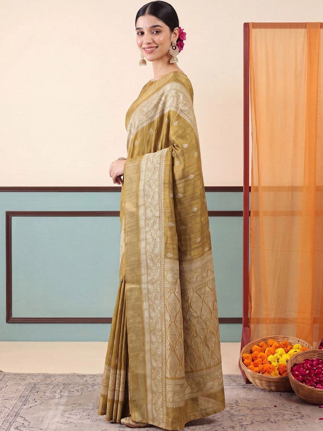 Anouk Woven Design Zari Silk Blend Designer Saree thumbnail 5