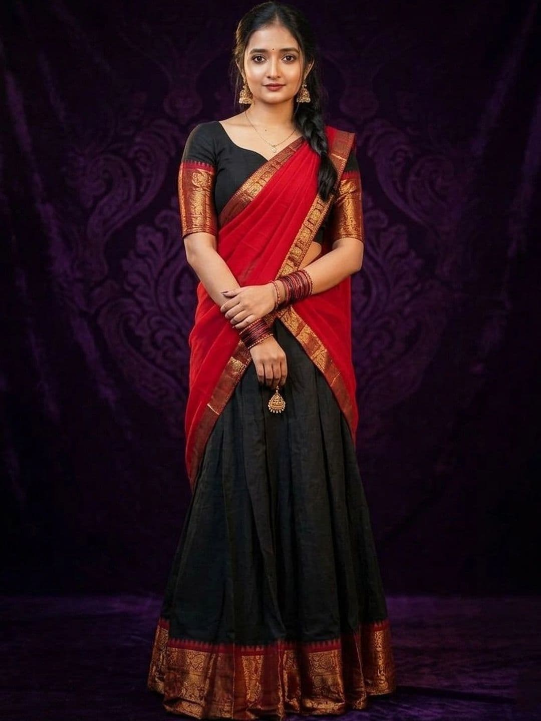 HERE&NOW Unstitched Lehenga & Blouse With Dupatta thumbnail 3