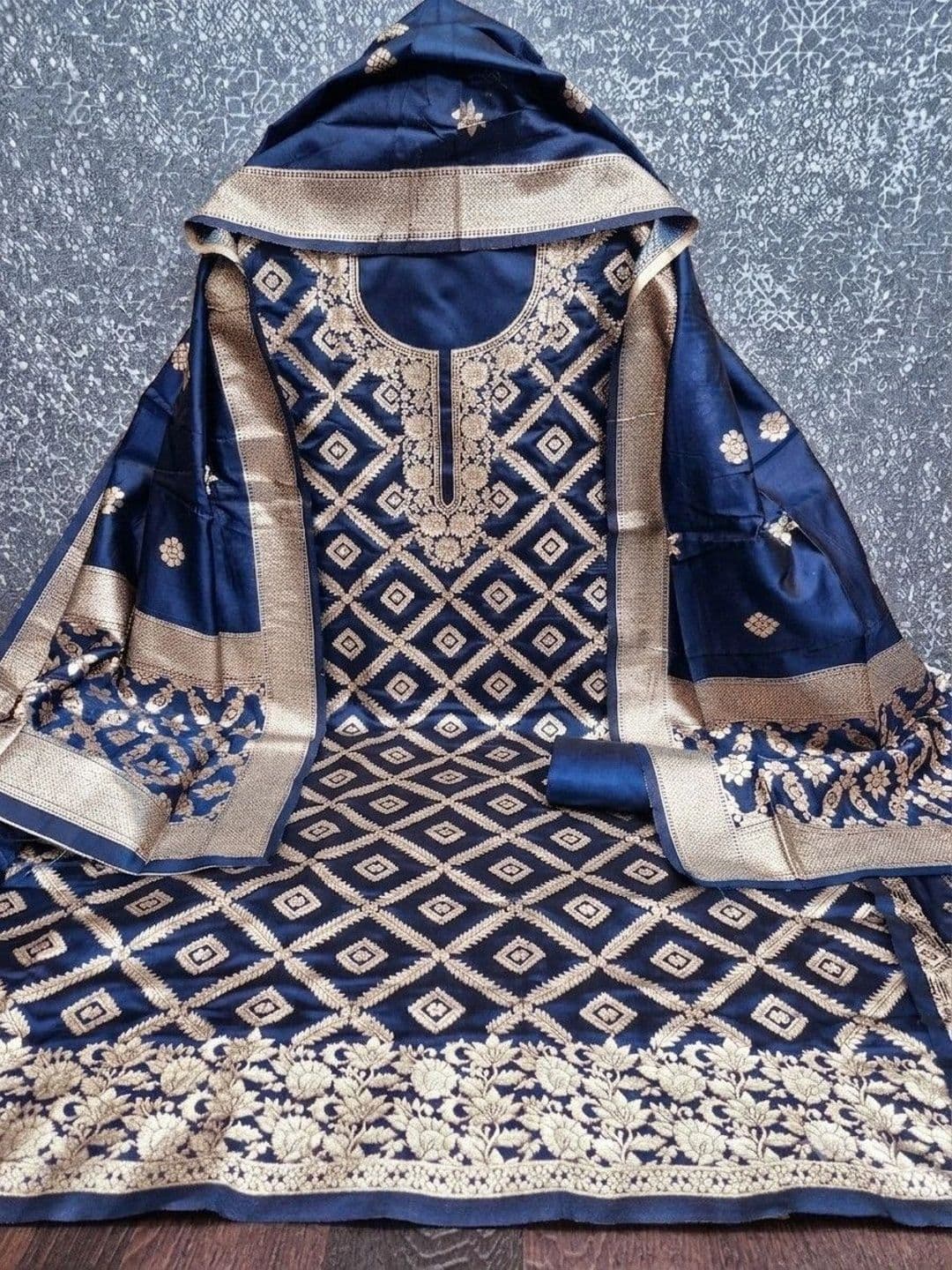 Milvia Art Silk Unstitched Dress Material thumbnail 2