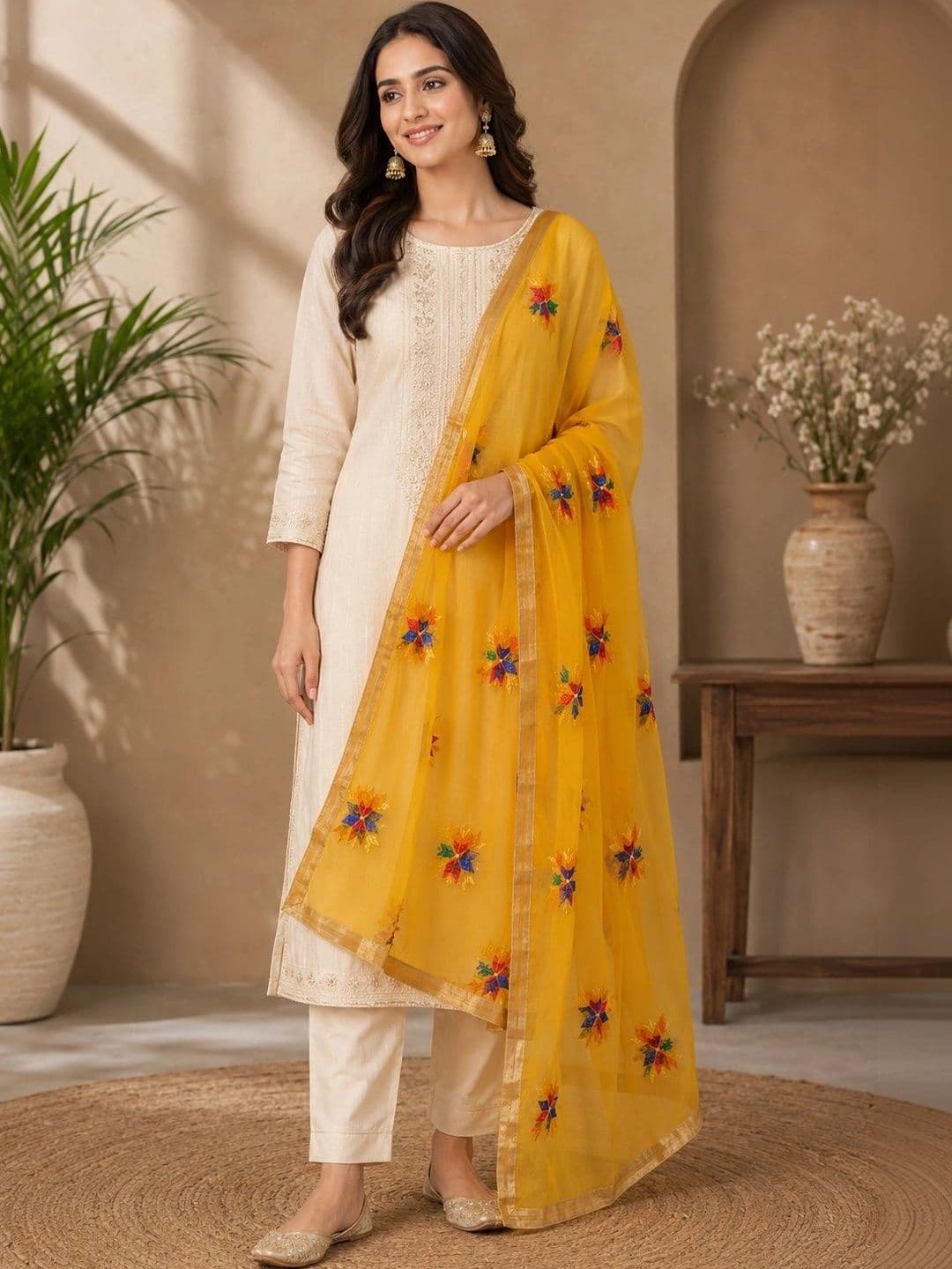 STUTI FASHION Embroidered Dupatta with Thread Work - view 1