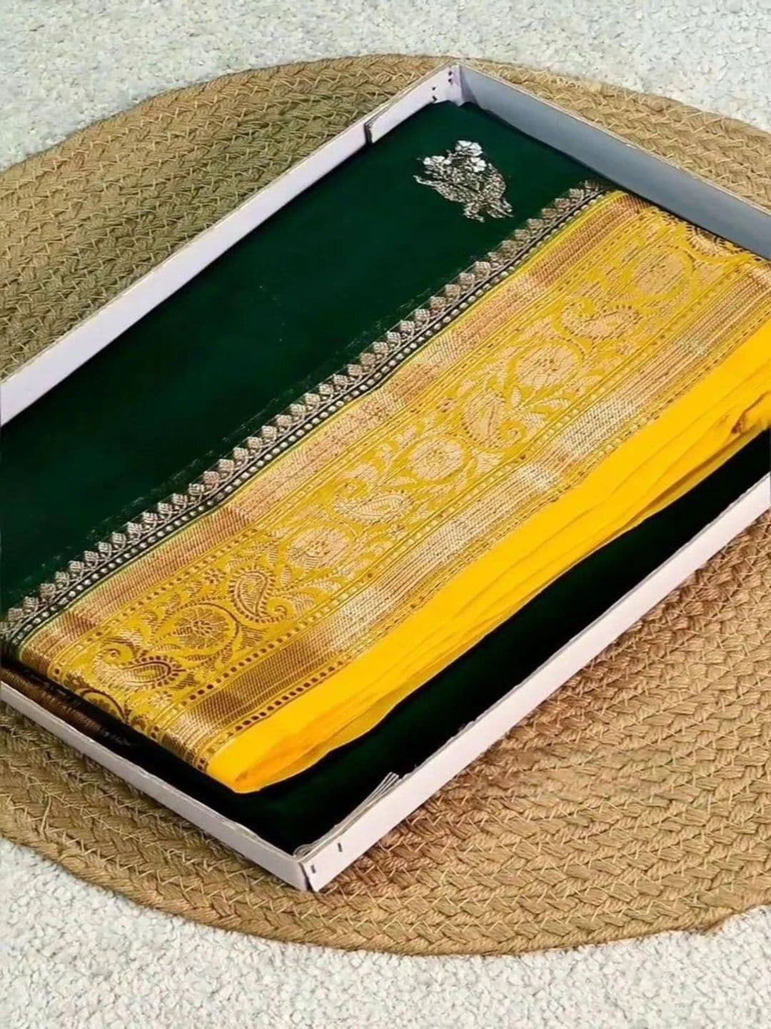 all about you Woven Design Zari Silk Blend Heavy Work Kanjeevaram Saree thumbnail 5