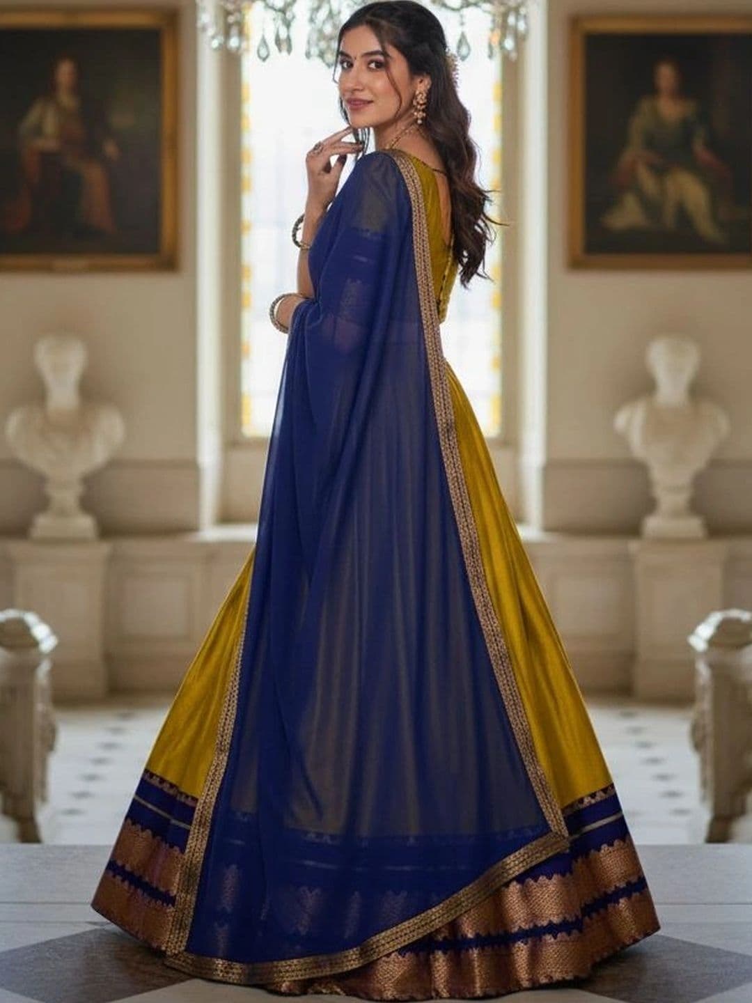 HERE&NOW Unstitched Lehenga & Blouse With Dupatta thumbnail 4