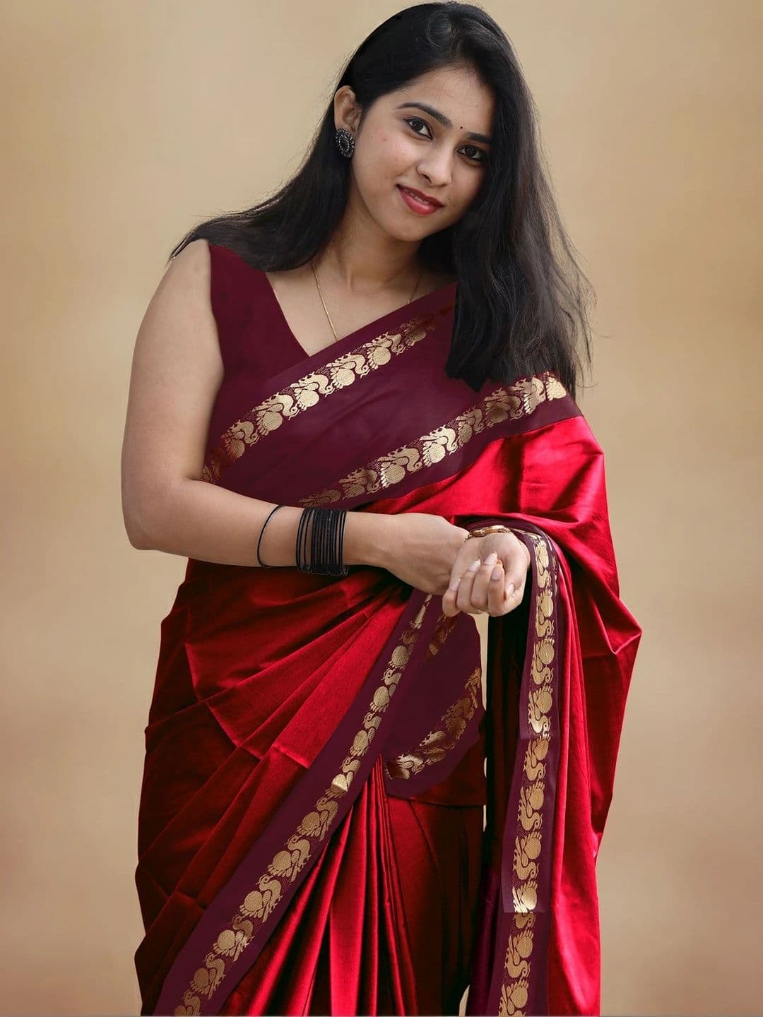 UMANTA Woven Design Zari Silk Cotton Designer Gadwal Saree thumbnail 3