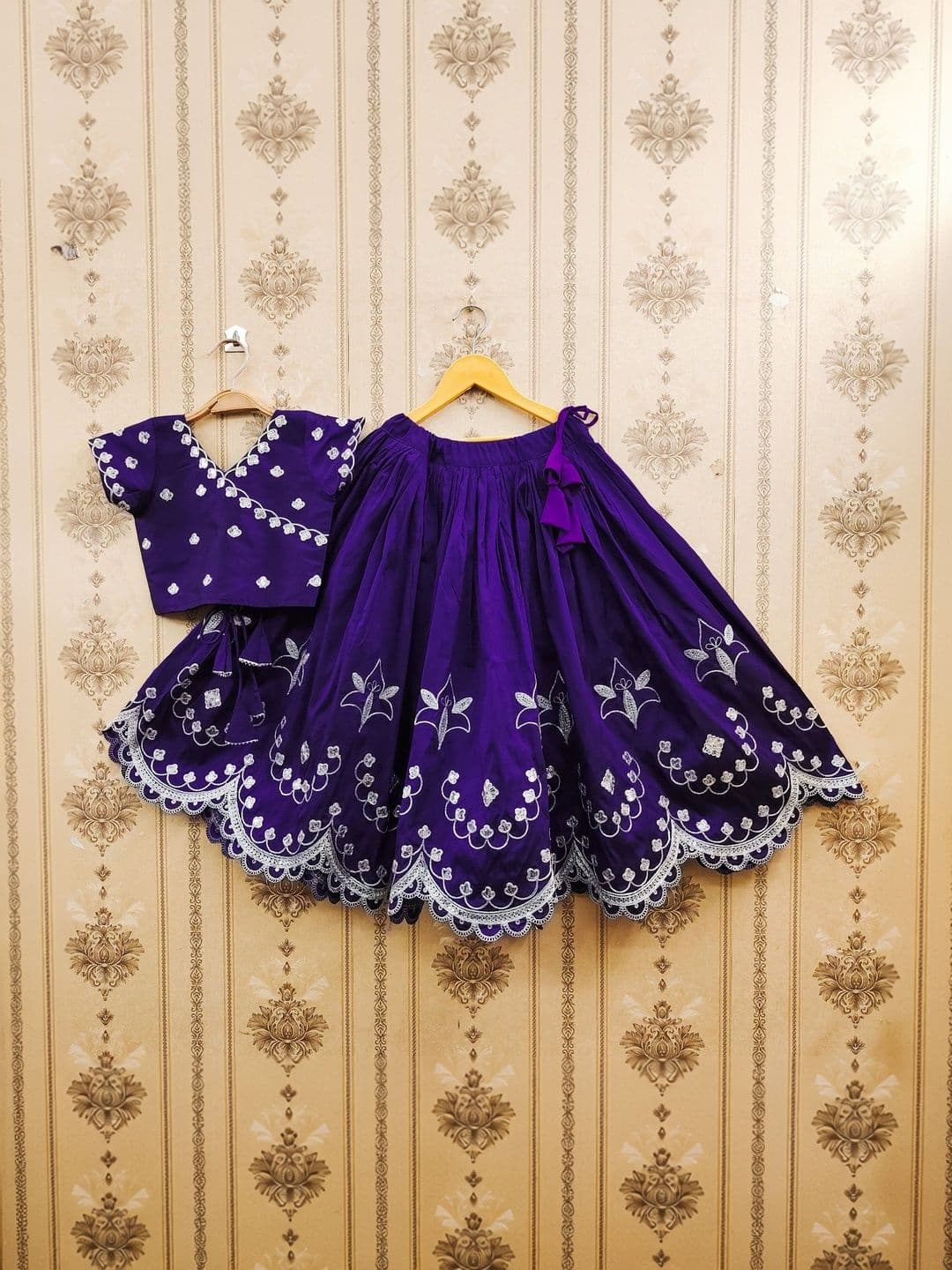 KALINI Girls Embroidered Thread Work Ready to Wear Lehenga & thumbnail 3