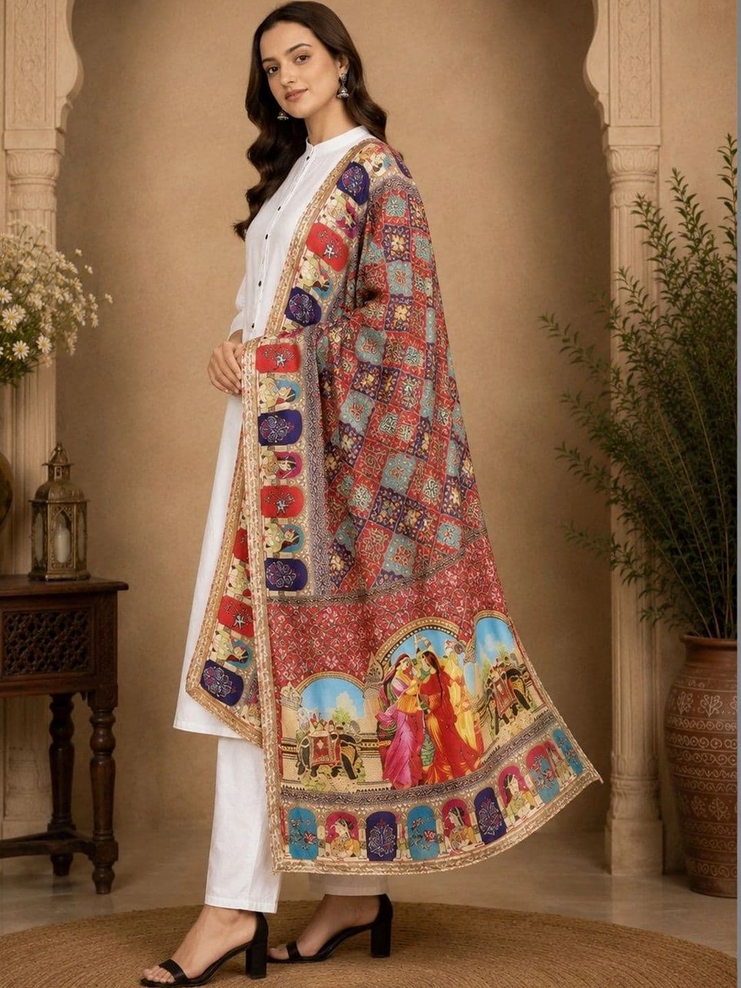 STUTI FASHION Ethnic Motifs Printed Dupatta with Zari thumbnail 2
