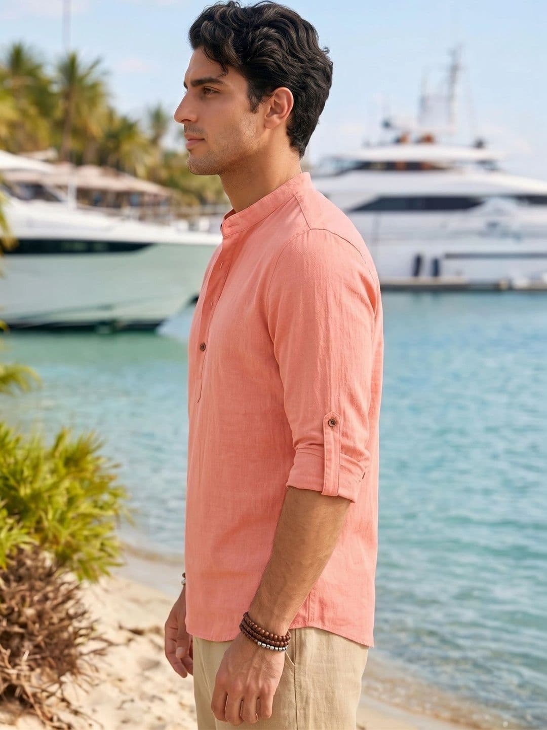 Royalscout Men Standard Band Collar Straight Kurta thumbnail 6
