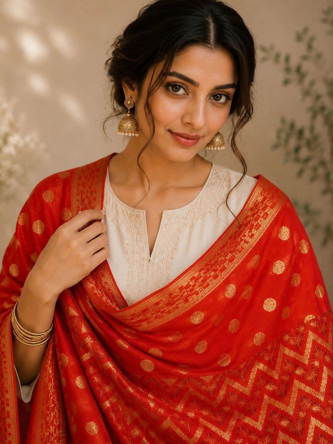 STUTI FASHION Woven Design Dupatta with Zari thumbnail 4
