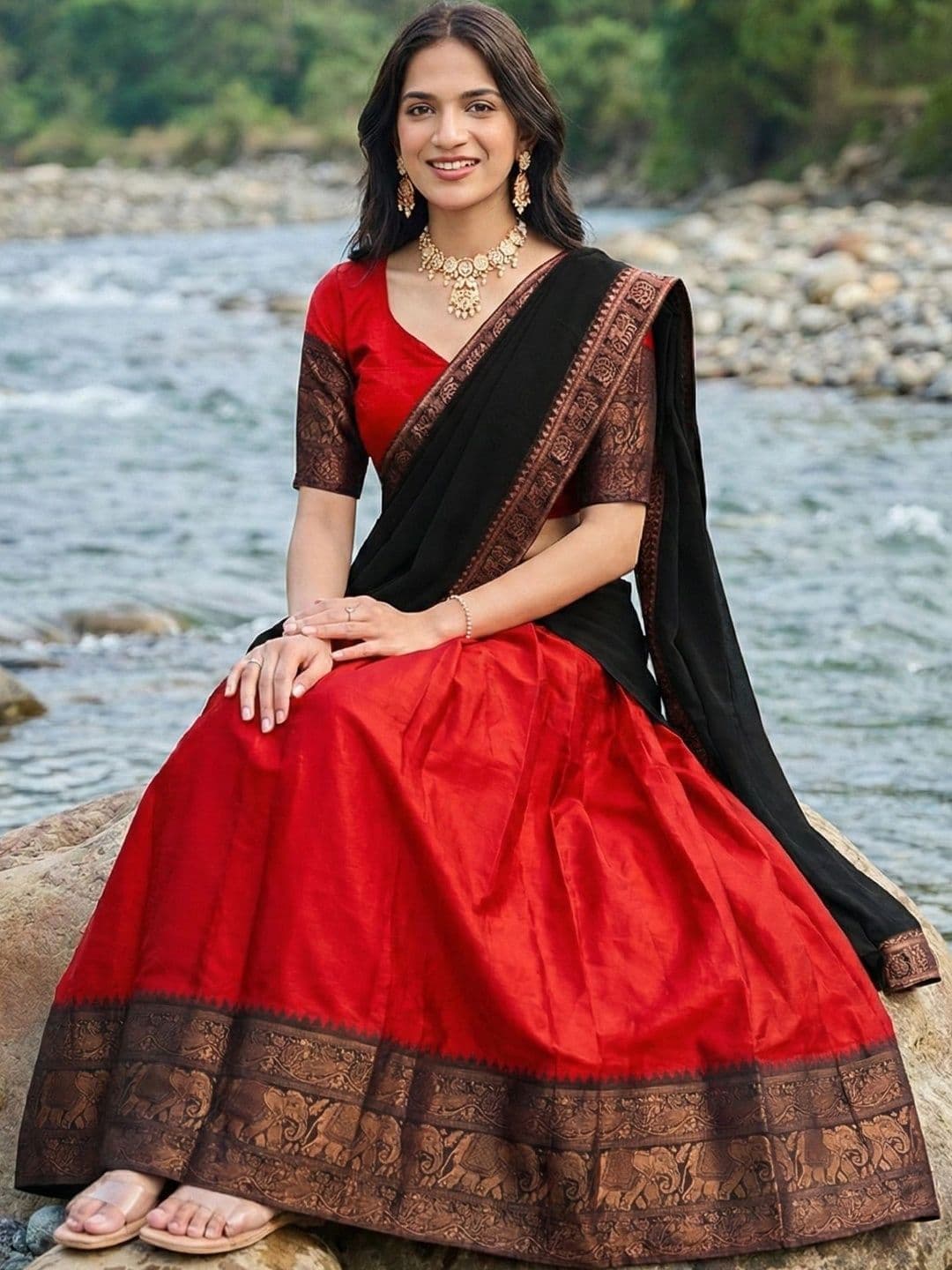 all about you Embroidered Unstitched Lehenga & Blouse With Dupatta thumbnail 4