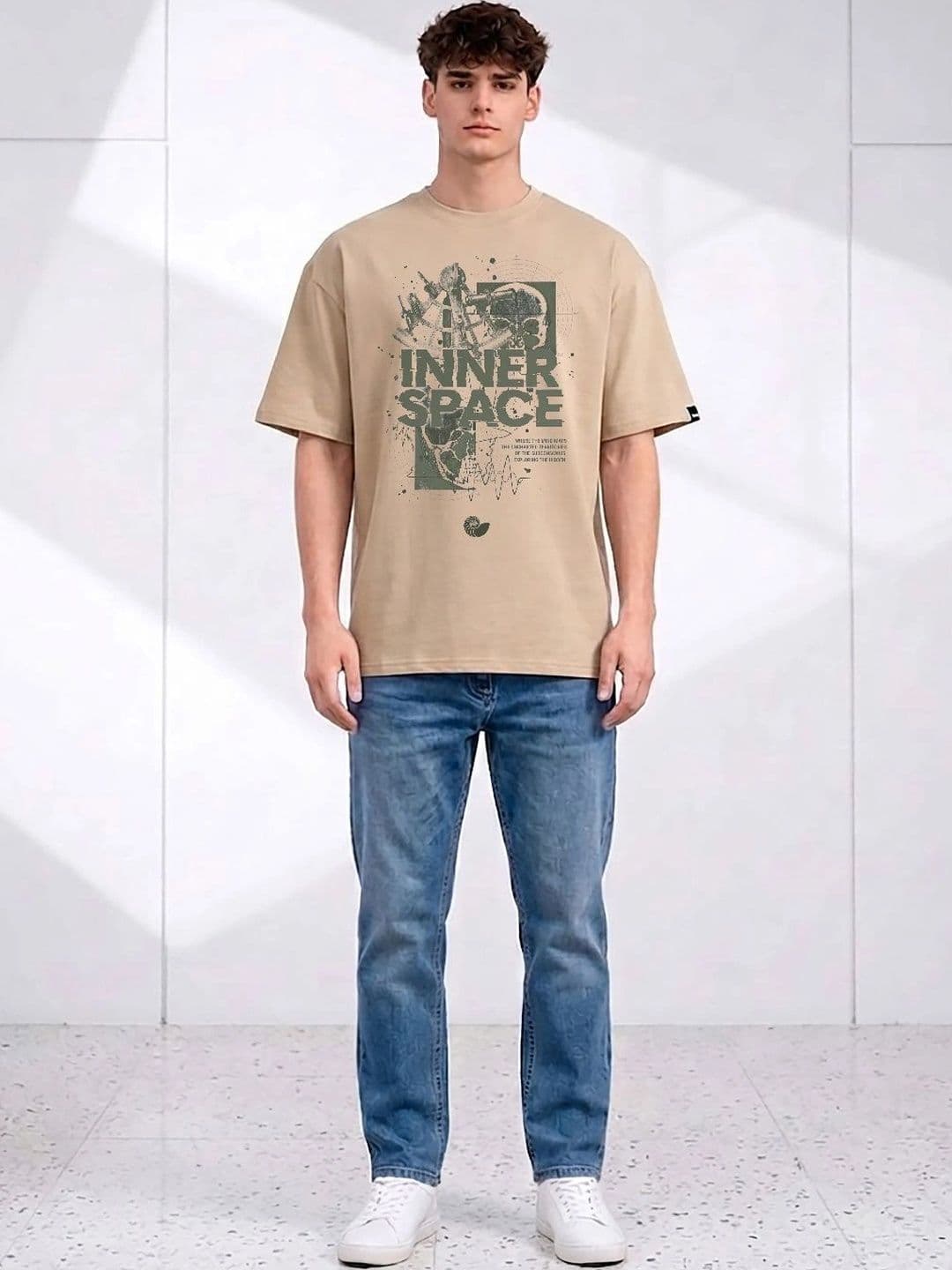 R.Code by The Roadster Life Co. Men Printed Drop-Shoulder Sleeves T-shirt thumbnail 4