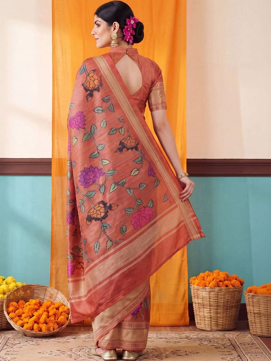 Anouk Floral Designer Saree thumbnail 7