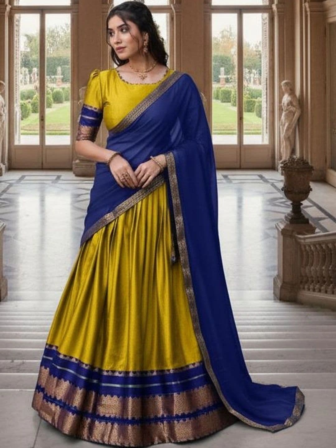HERE&NOW Unstitched Lehenga & Blouse With Dupatta - view 1