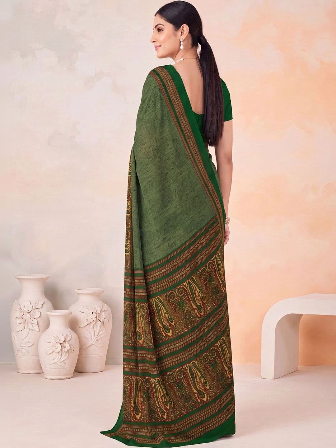 Anouk Paisley Poly Crepe Designer Saree thumbnail 5