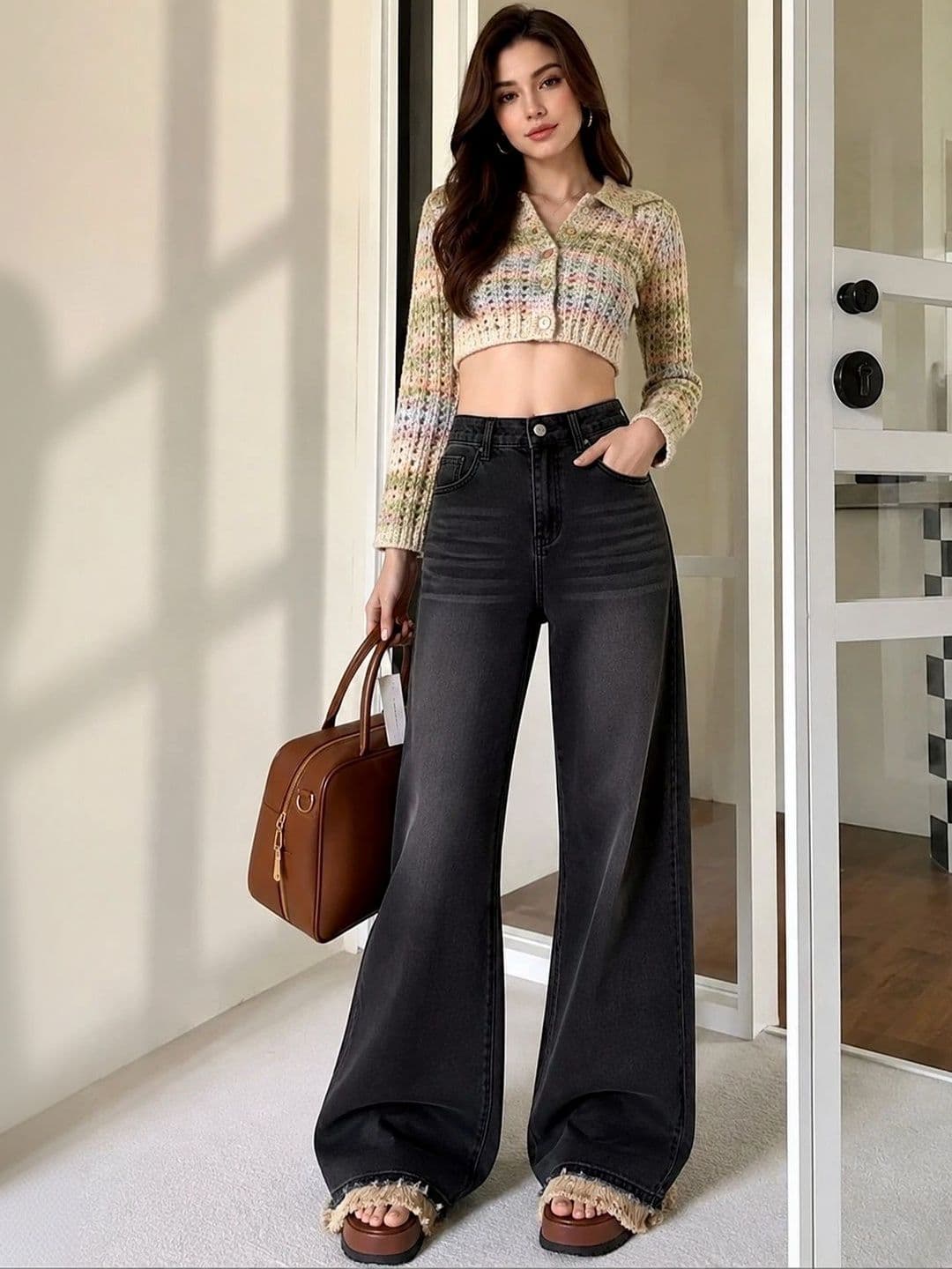 PINKLIT Women Wide Leg High-Rise Light Fade Jeans thumbnail 6