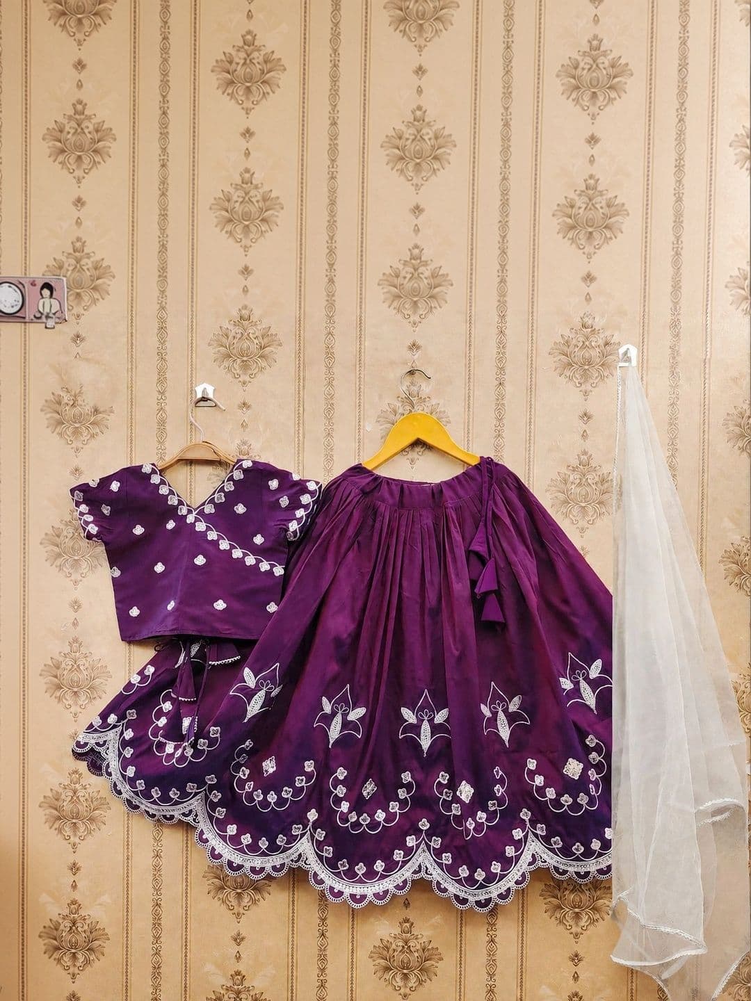 KALINI Girls Embroidered Thread Work Ready to Wear Lehenga & Blouse With Dupatta thumbnail 5