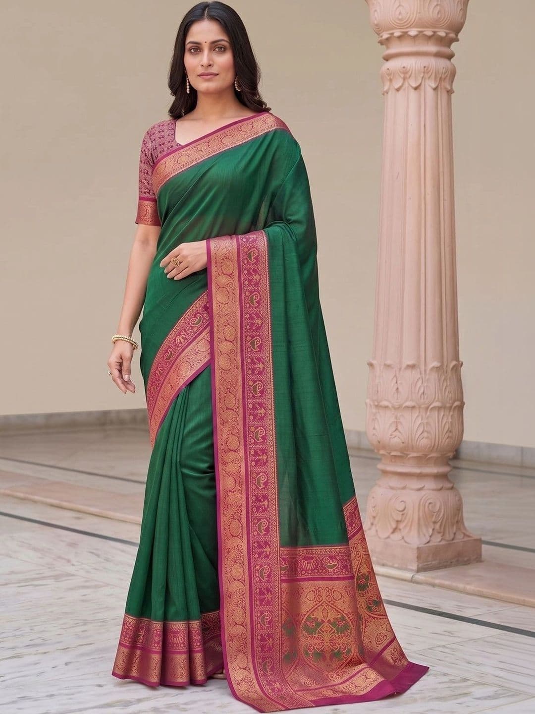 Peachmode Woven Design Zari Art Silk Handloom Patola Saree - view 1
