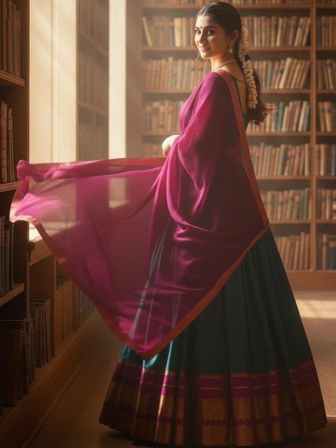 HERE&NOW Unstitched Lehenga & Blouse With Dupatta thumbnail 5