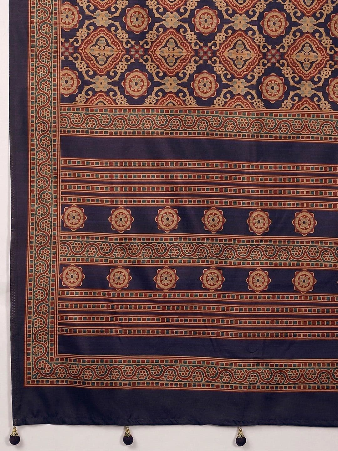 Anouk Ajrak Block Silk Blend Designer Block Print Saree thumbnail 3