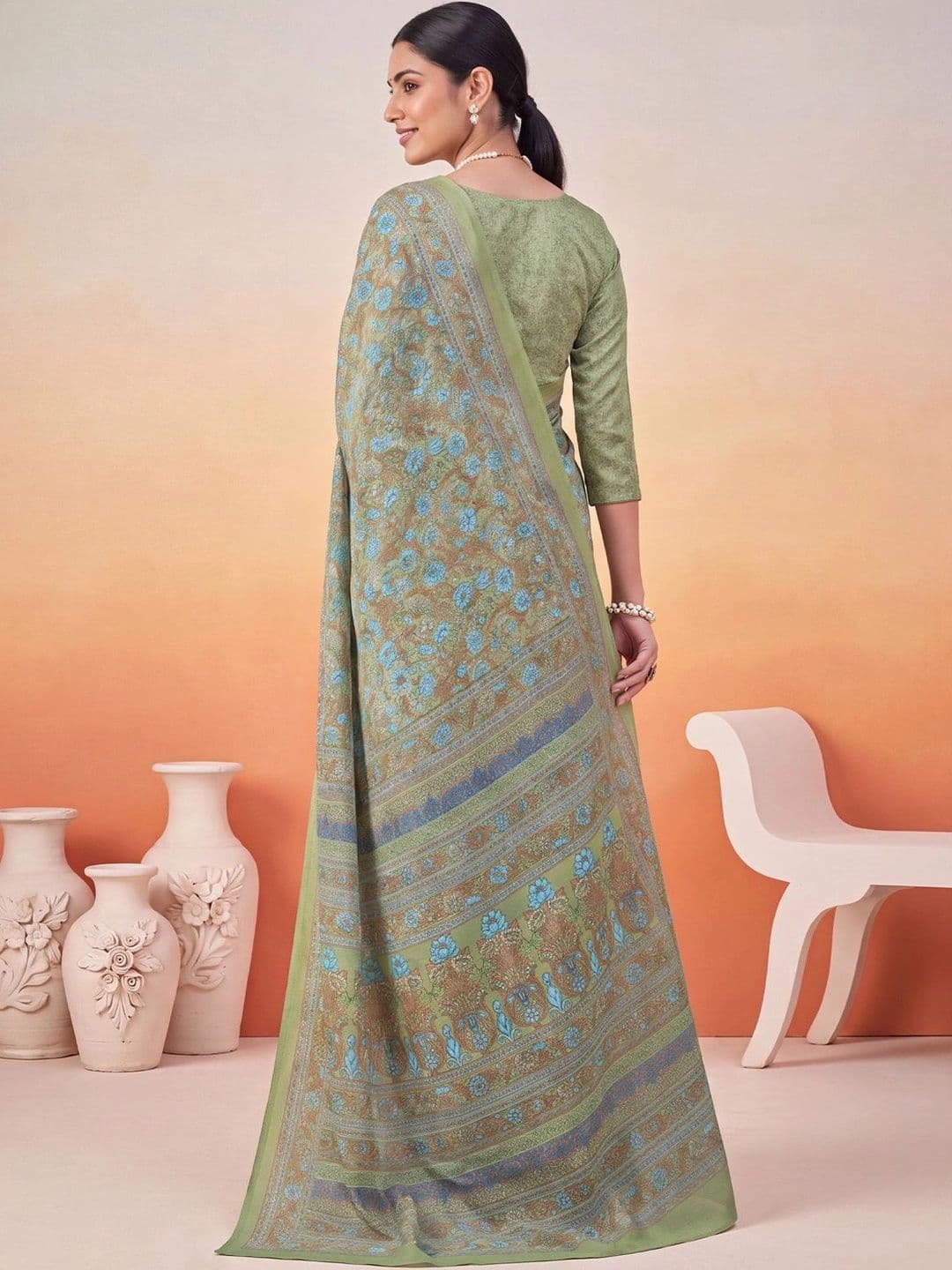 Anouk Paisley Poly Crepe Designer Saree thumbnail 4