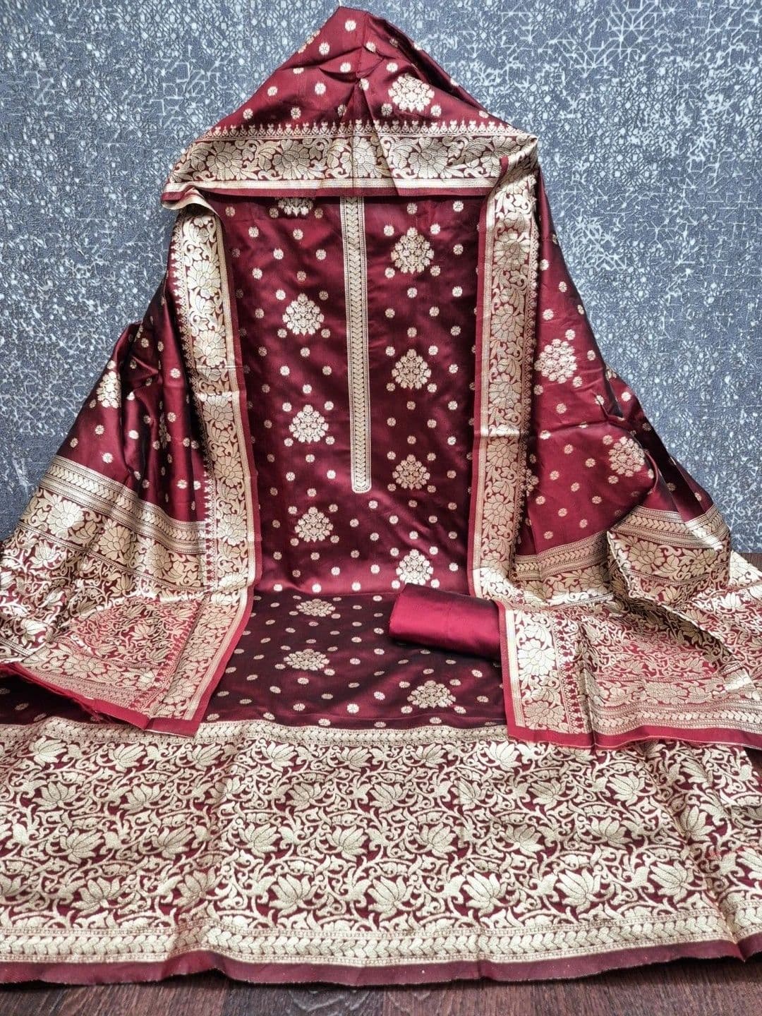Milvia Art Silk Unstitched Dress Material thumbnail 2