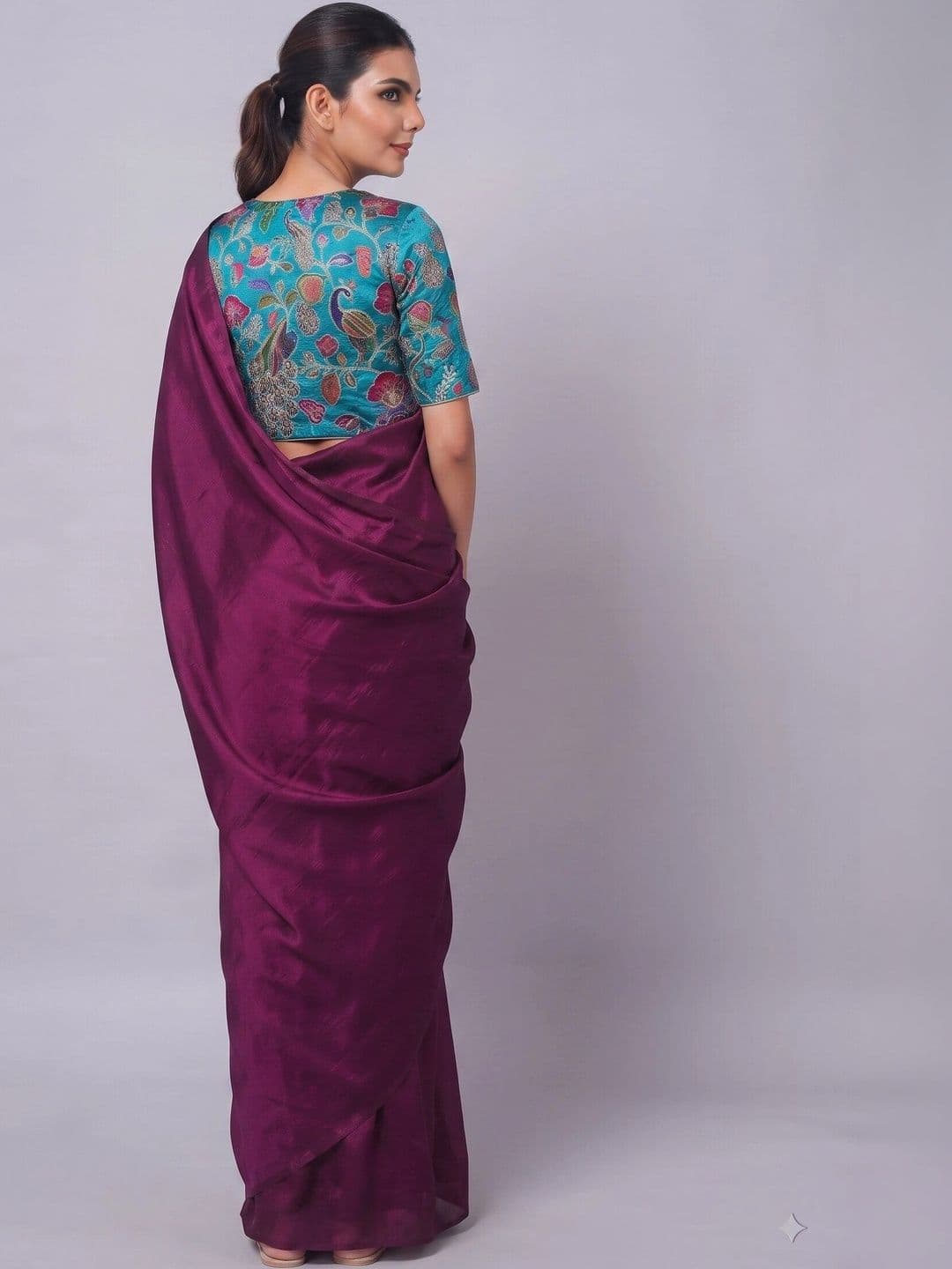 TRUSTED RAJVEER Embroidered Satin Saree thumbnail 4