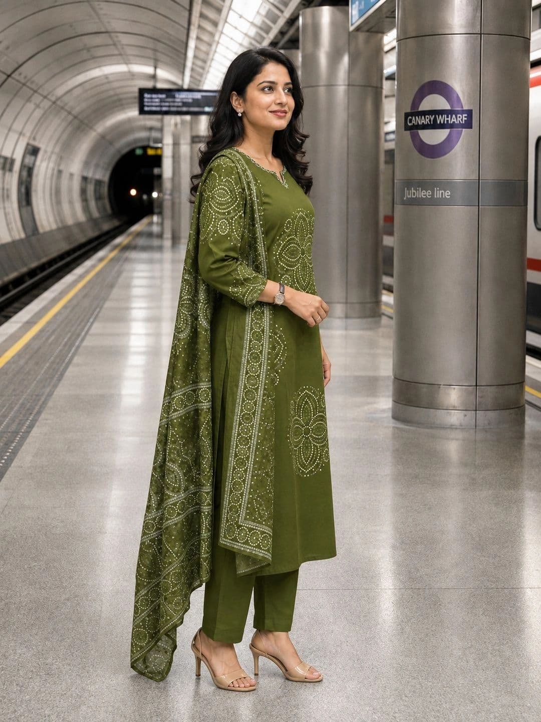 Berrylicious Women Ethnic Motifs Printed Regular Thread Work Pure Cotton Kurta with Trousers & With Dupatta thumbnail 2