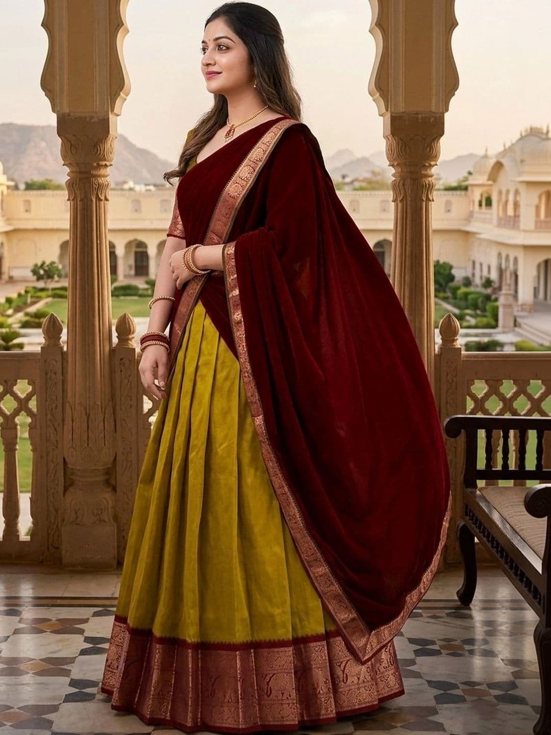 all about you women Embroidered Unstitched Lehenga & Blouse With Dupatta thumbnail 5