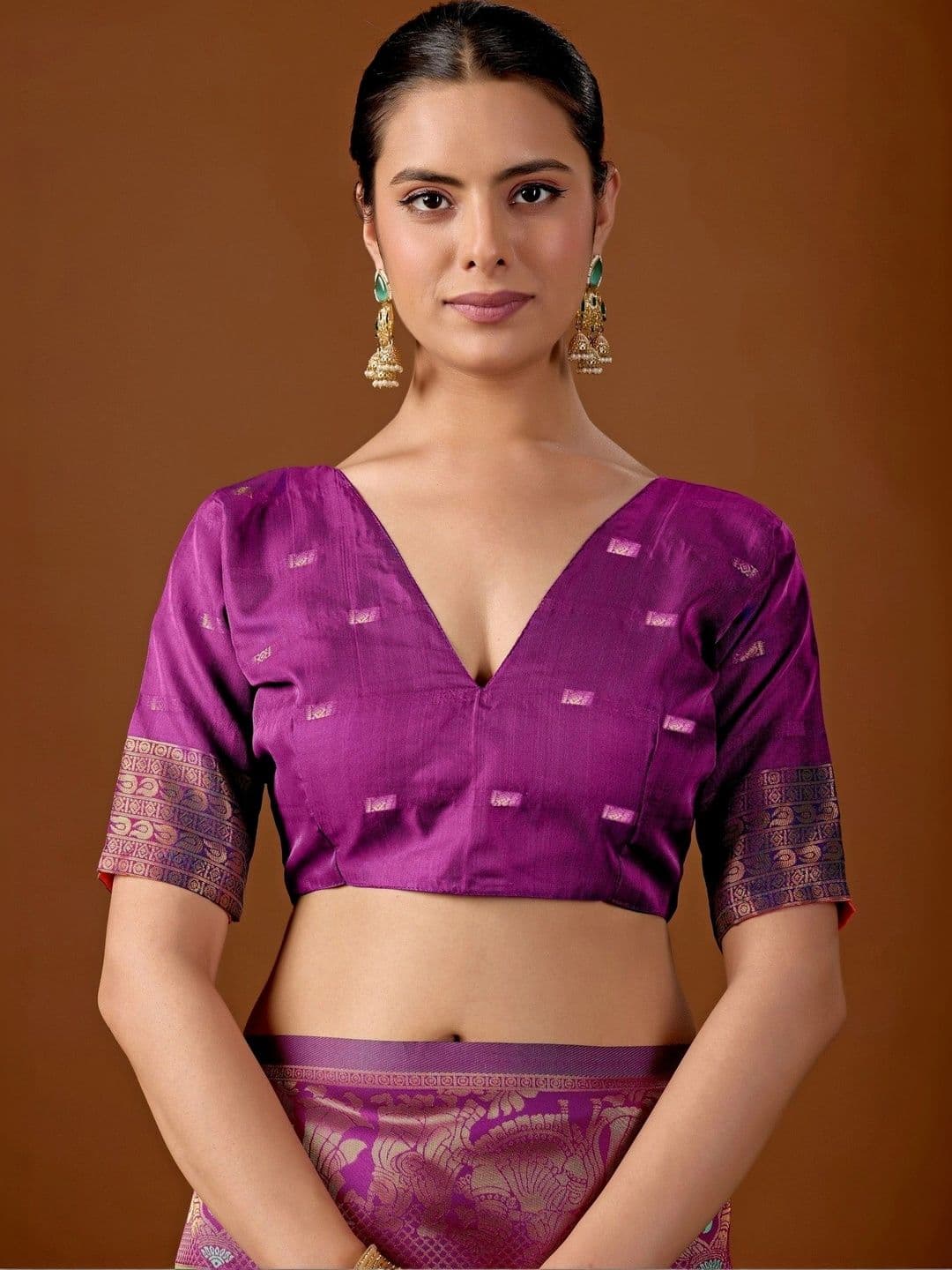 ERIKA Woven Design Zari Silk Blend Designer Banarasi Saree thumbnail 2