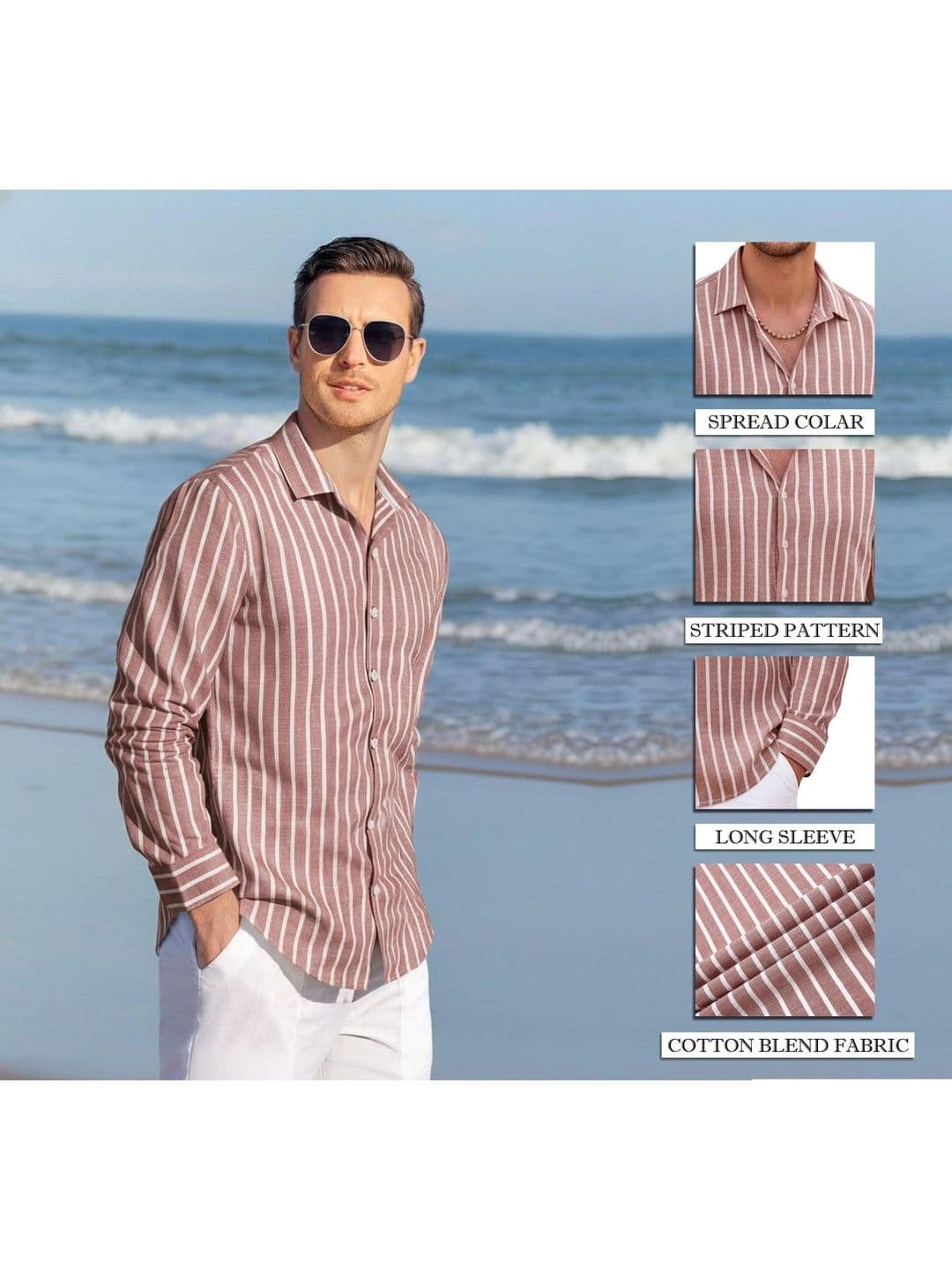 Fifth U Men Standard Striped Casual Shirt thumbnail 5