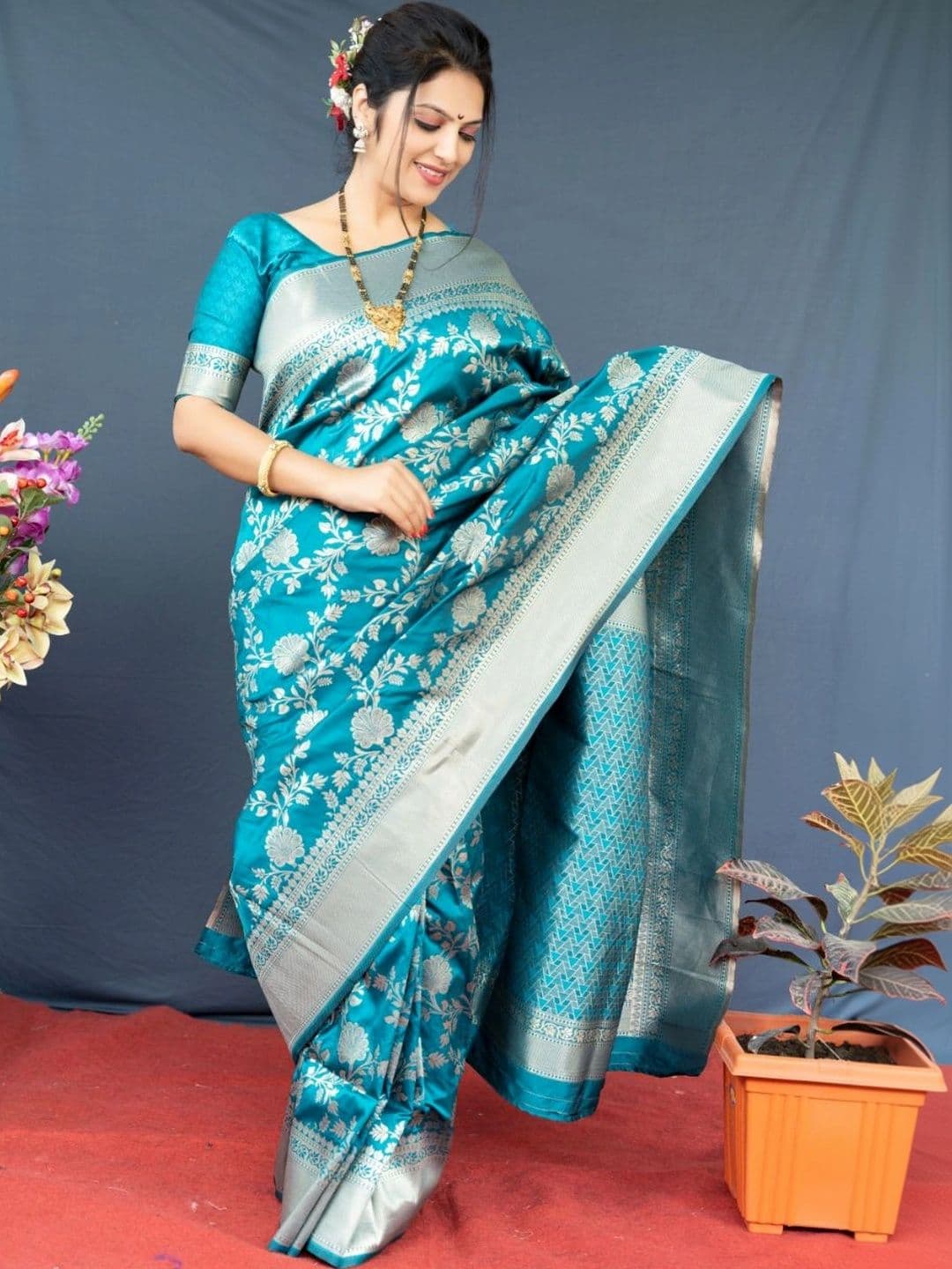 Dhaaga Ghar Woven Design Zari Art Silk Banarasi Saree - view 1