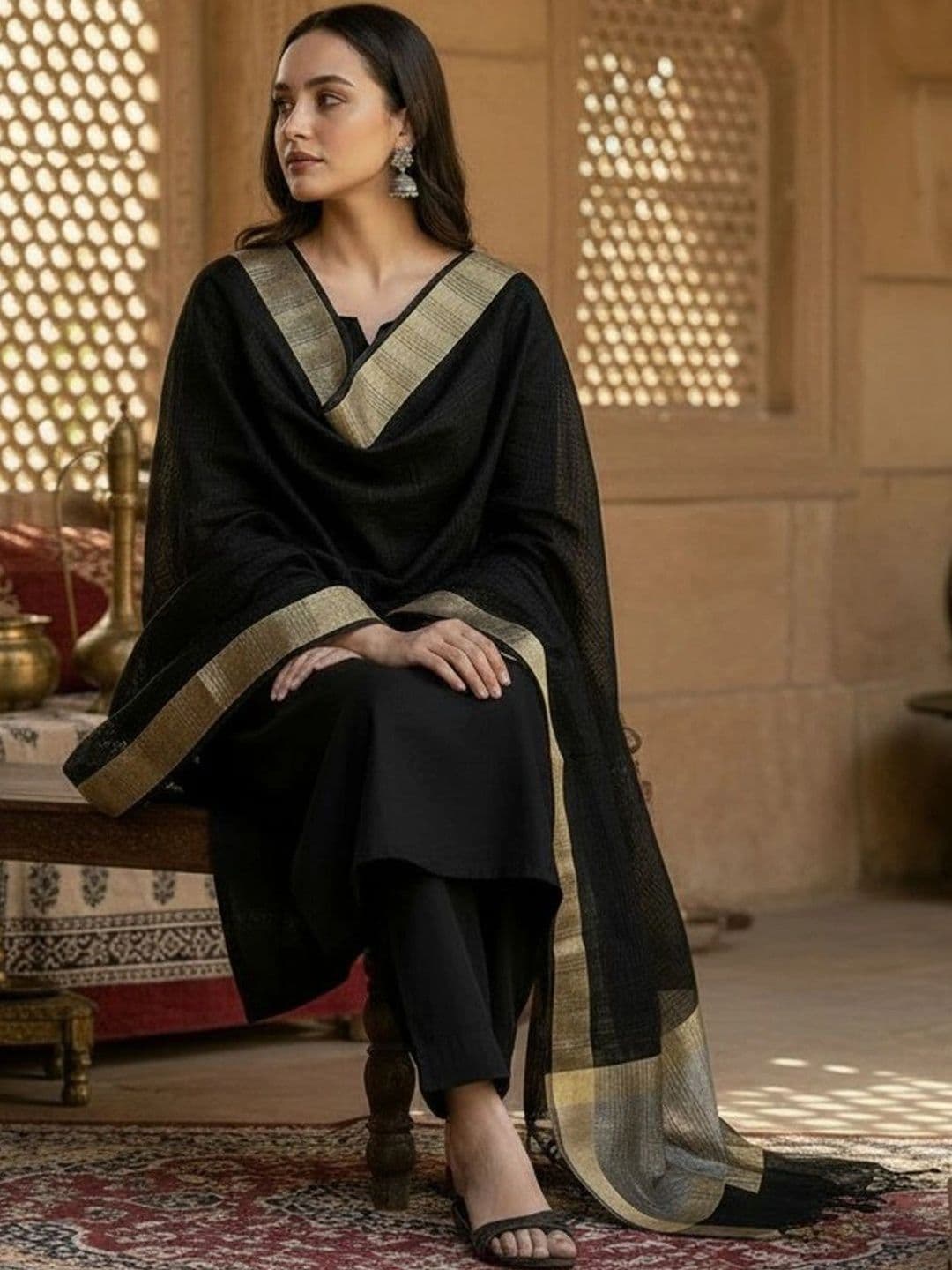 STUTI FASHION Woven Design Art Silk Dupatta thumbnail 2