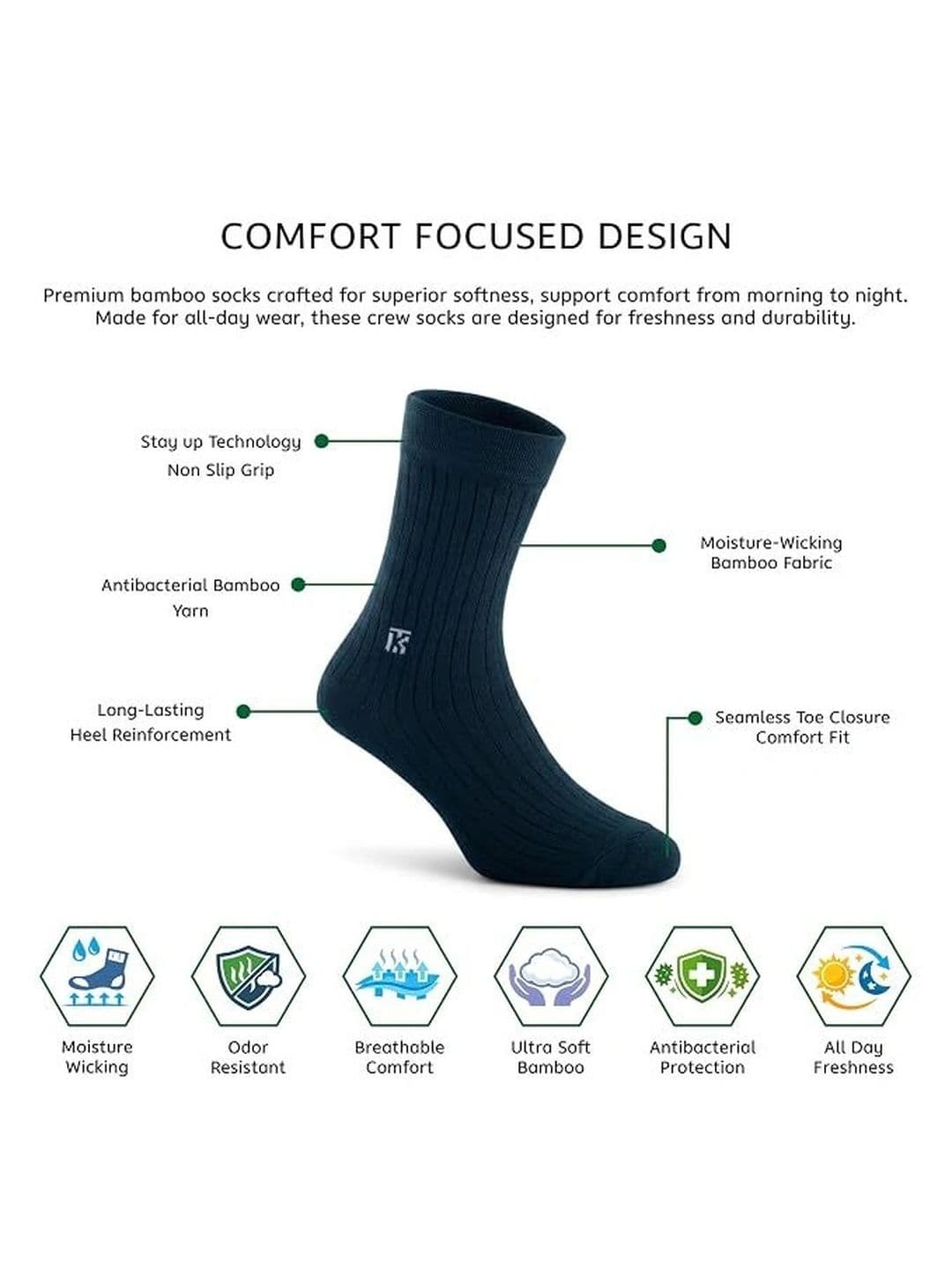 Kikitoes Men Pack of 2 Assorted Striped Calf Length Socks thumbnail 6
