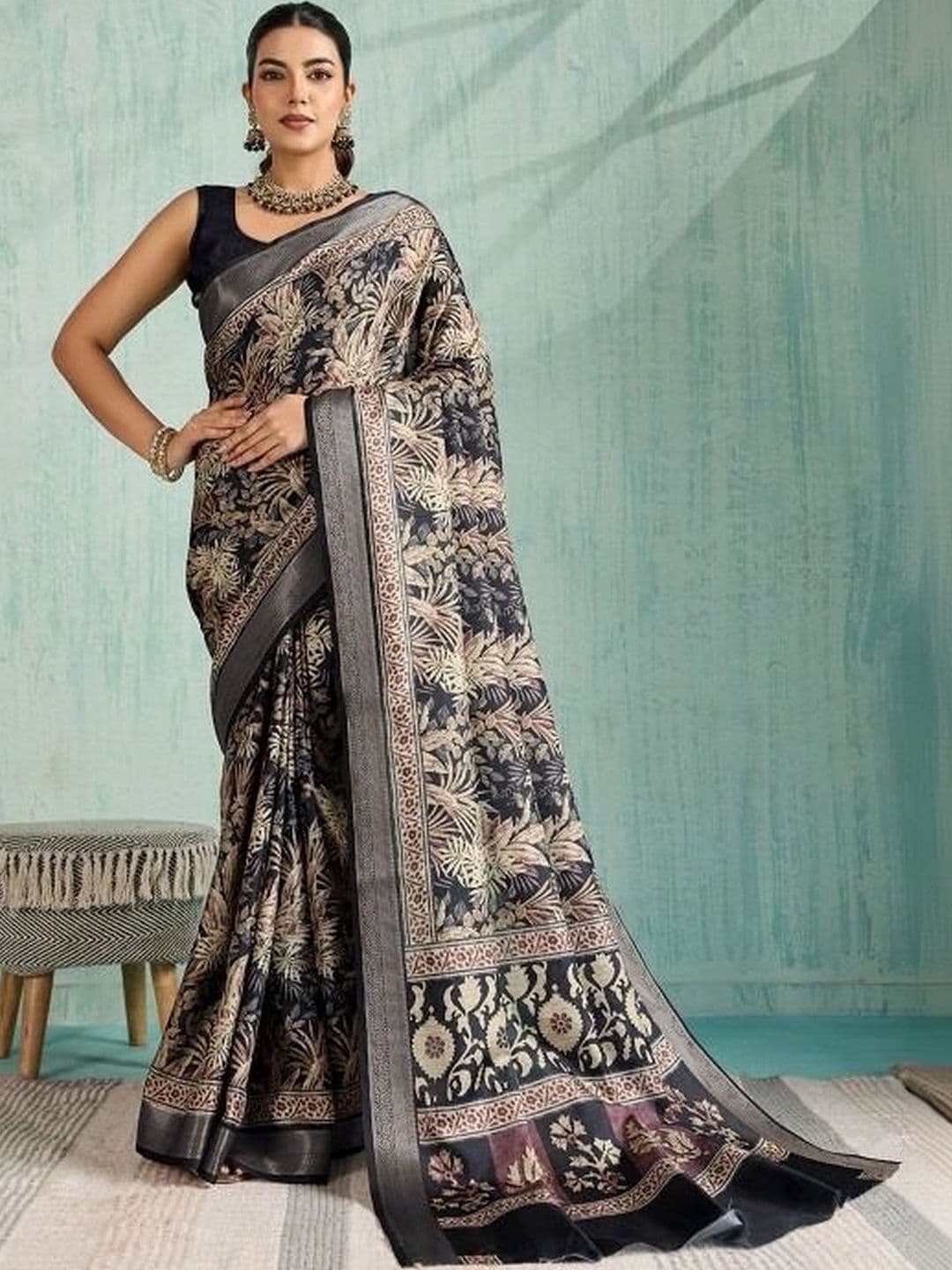 Moda Rapido Floral Silk Blend Designer Saree - view 1