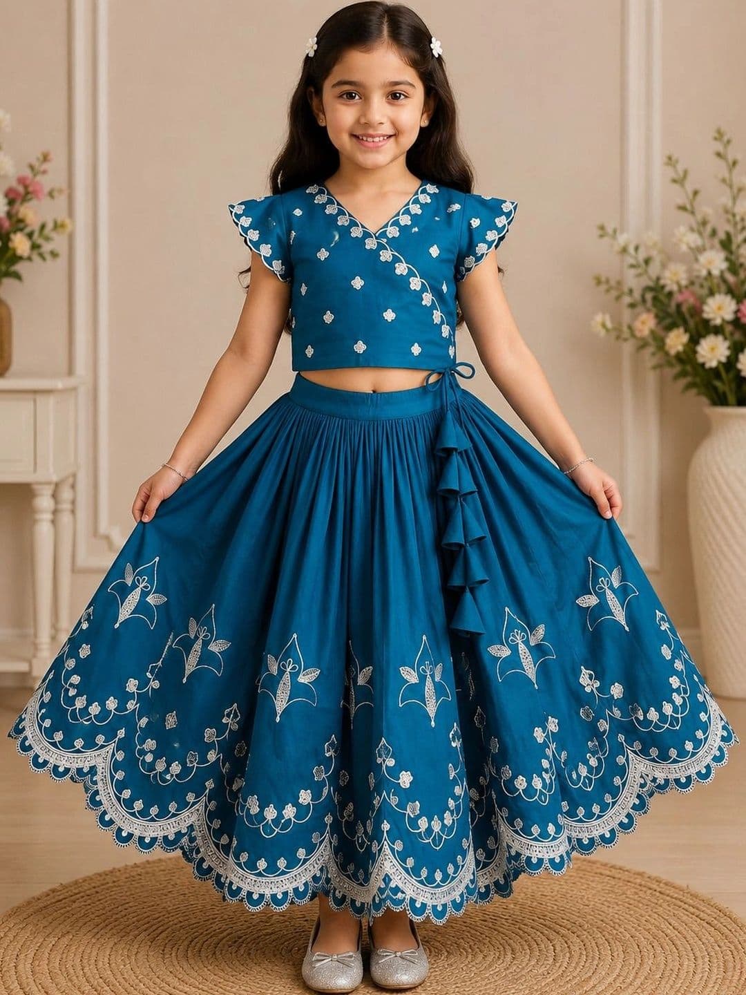 KALINI Girls Embroidered Thread Work Ready to Wear Lehenga & - view 1