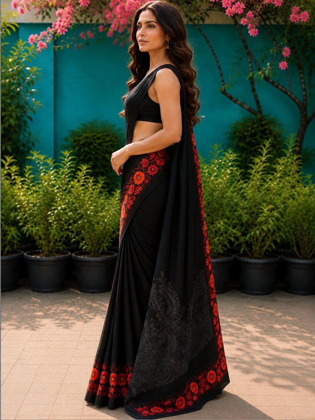 DIVASTRI Floral Art Silk Designer Saree thumbnail 3