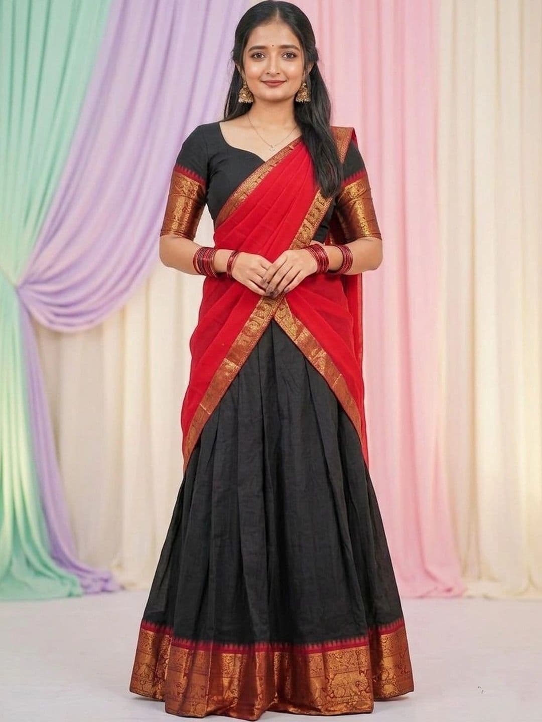 HERE&NOW Unstitched Lehenga & Blouse With Dupatta thumbnail 2