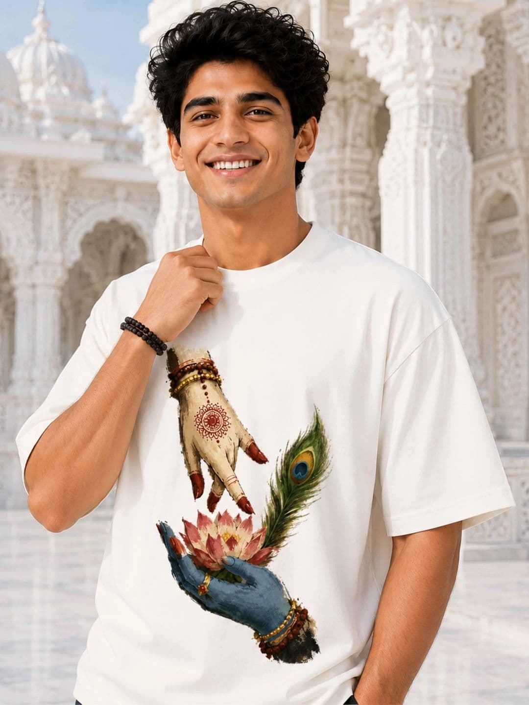 EXCELLO Men Printed Drop-Shoulder Sleeves T-shirt - view 1