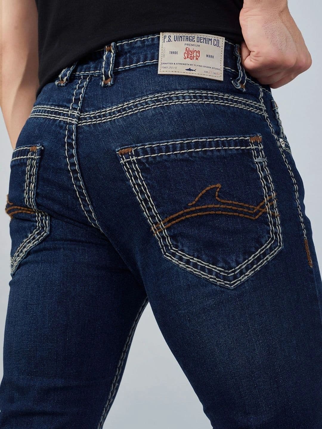 FLYING SHARK Men Slim Fit Mid-Rise Stretchable Jeans thumbnail 7