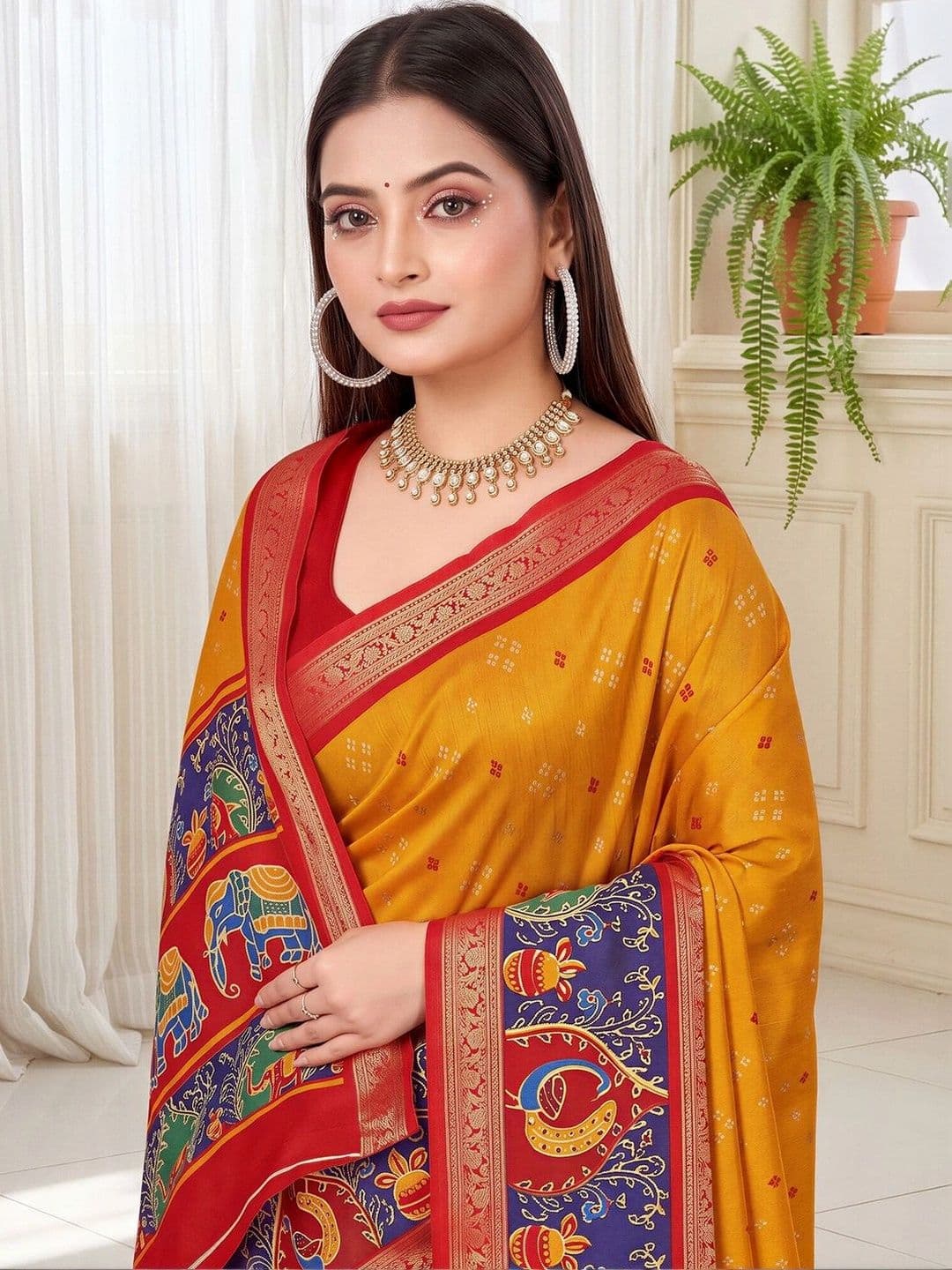 Anouk Ethnic Motifs Silk Blend Designer Saree thumbnail 2