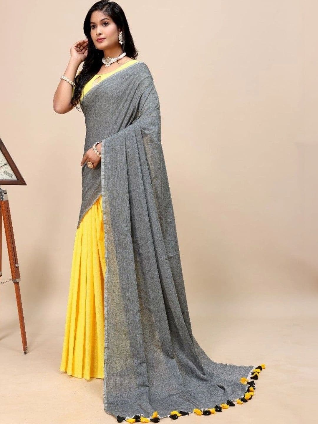 aeriebier Woven Design Zari Khadi Saree thumbnail 3