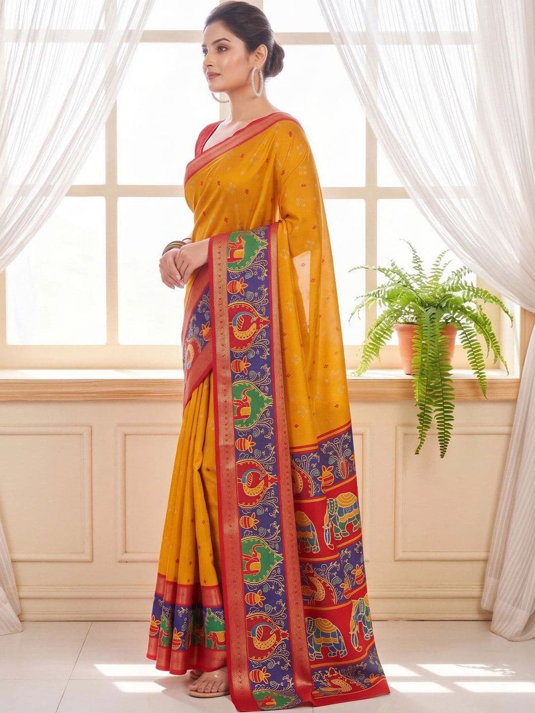 Anouk Ethnic Motifs Silk Blend Designer Saree thumbnail 3