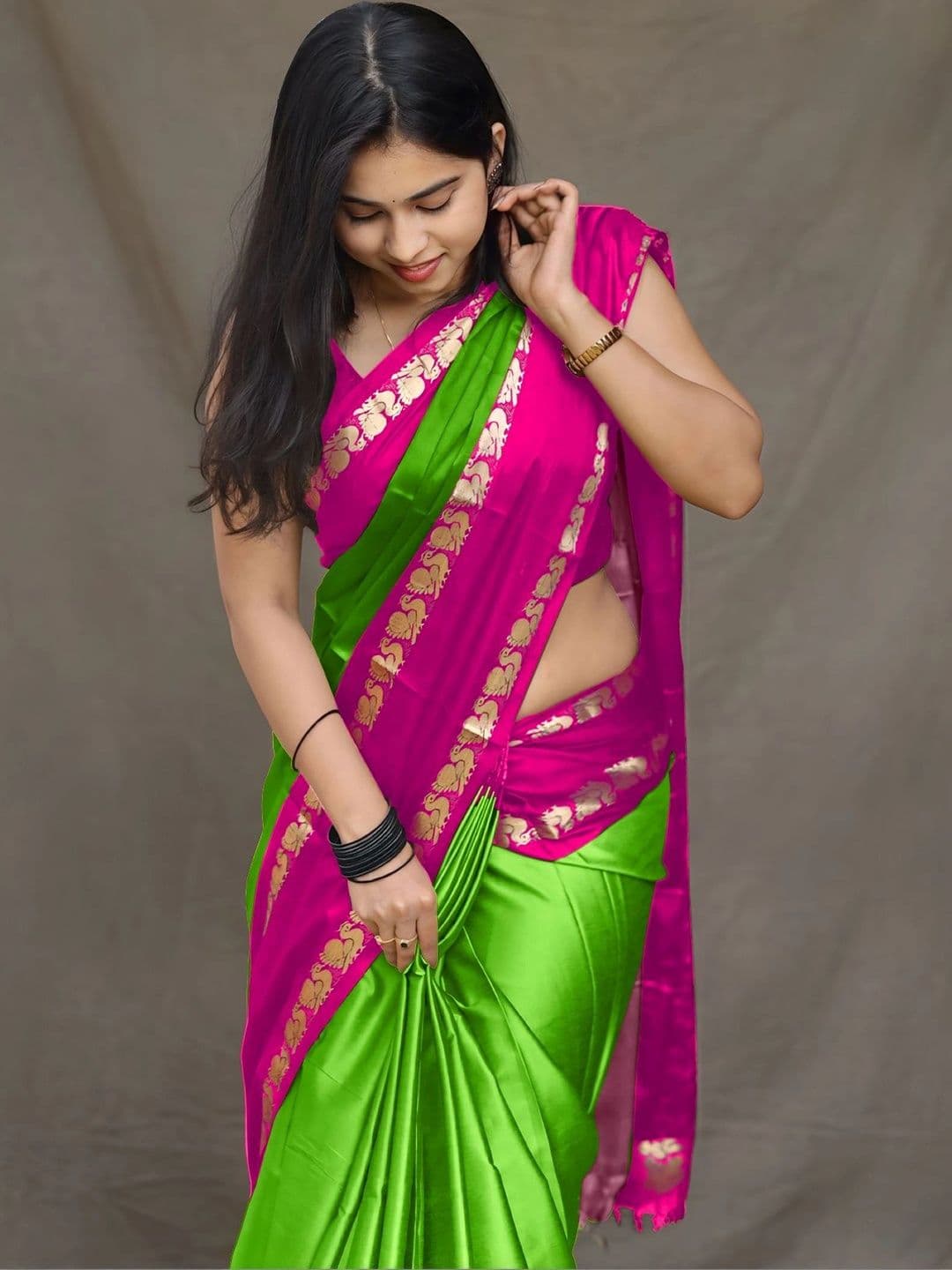 UMANTA Ethnic Motifs Zari Silk Cotton Designer Gadwal Saree thumbnail 4