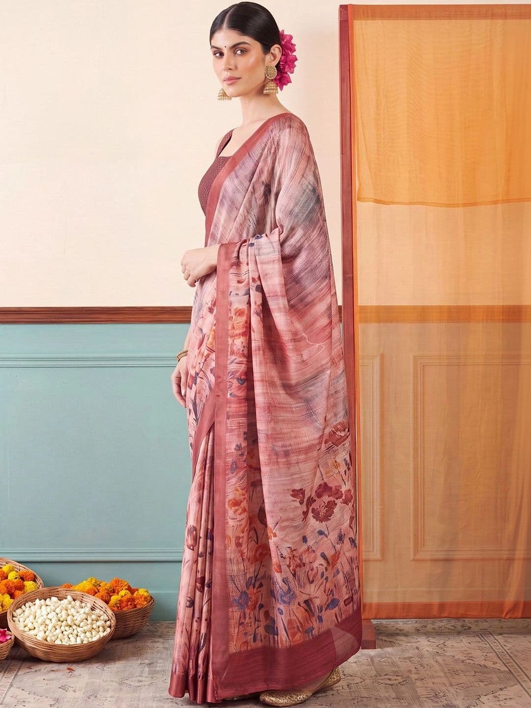 Anouk Floral Designer Saree thumbnail 4