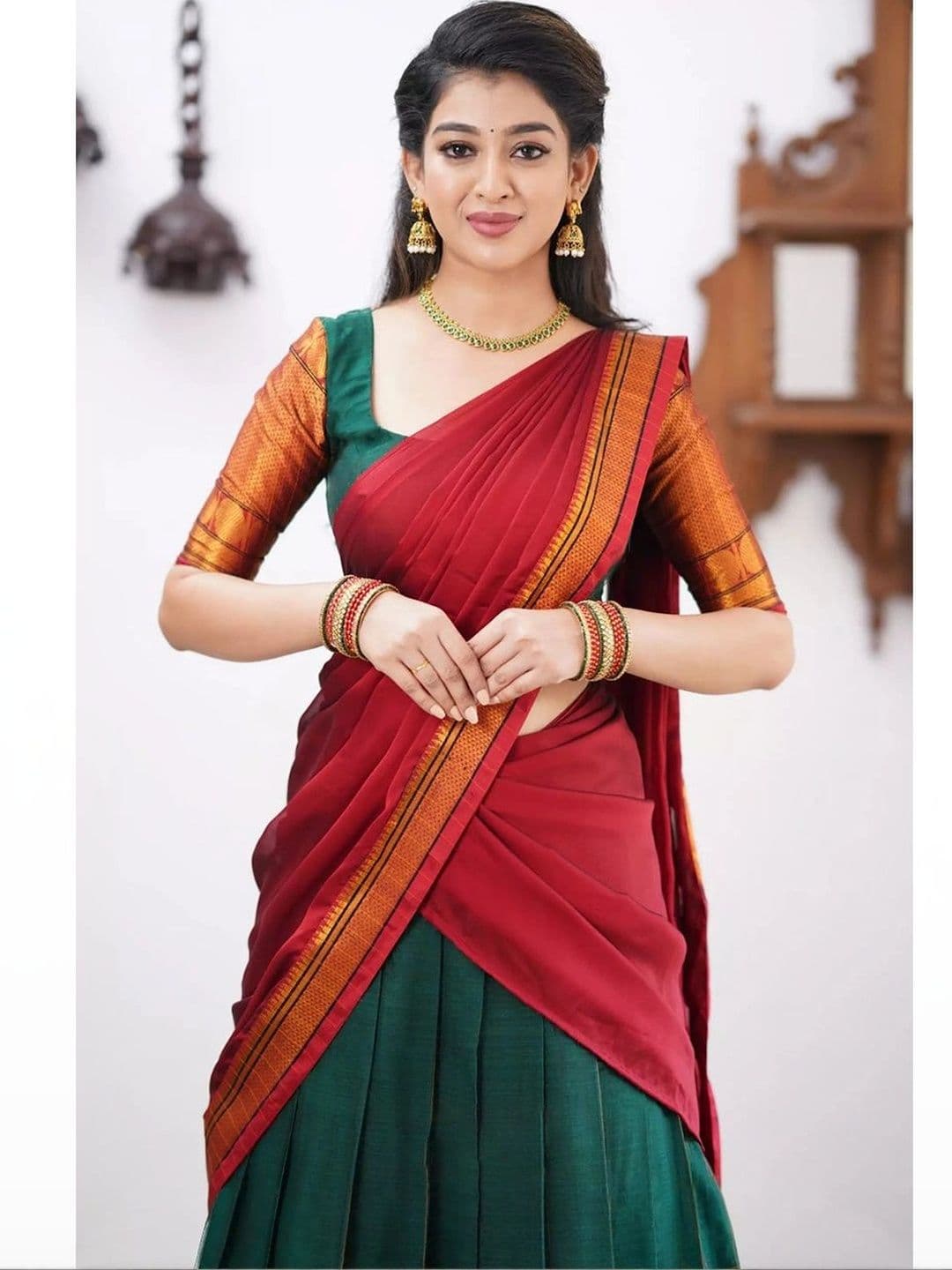 HERE&NOW Women Unstitched Lehenga & Blouse With Dupatta thumbnail 4